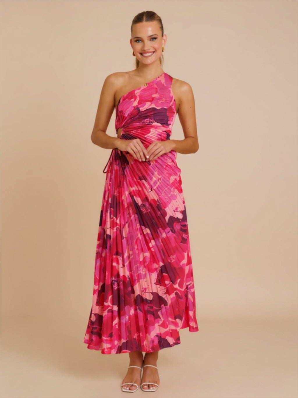 Pleated One Shoulder Dress