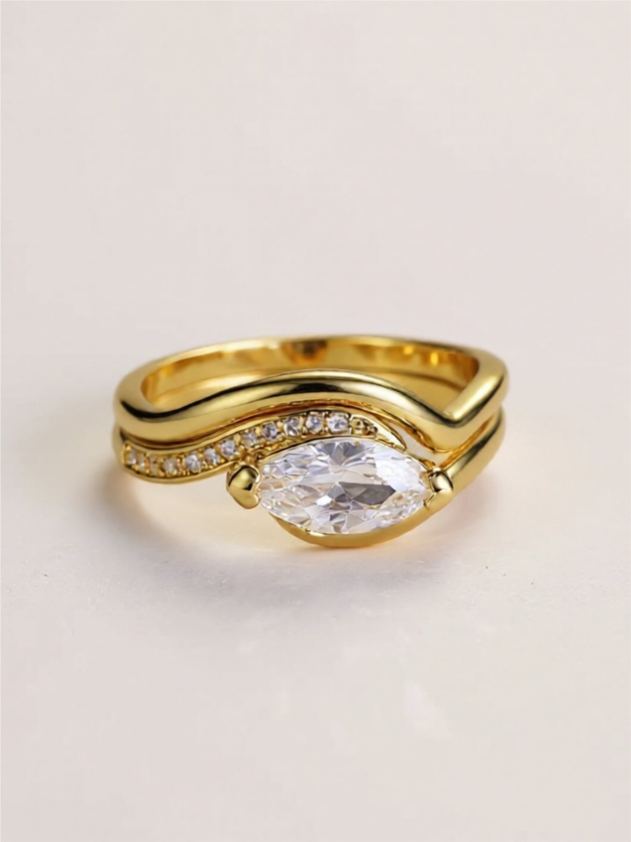1 Carat Moissanite Gold Vermeil Ring Set