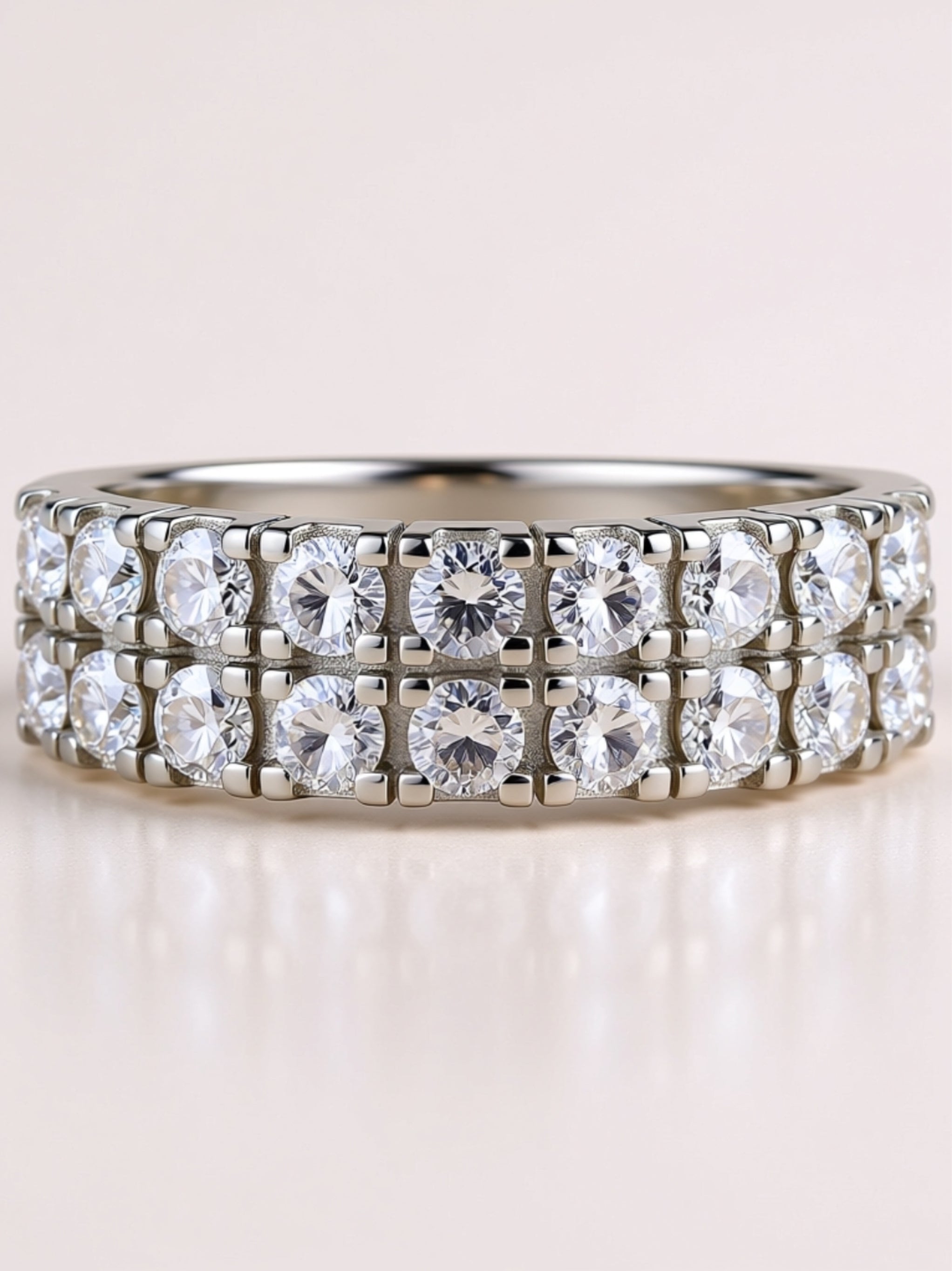 Triple‑Row Moissanite Band Ring