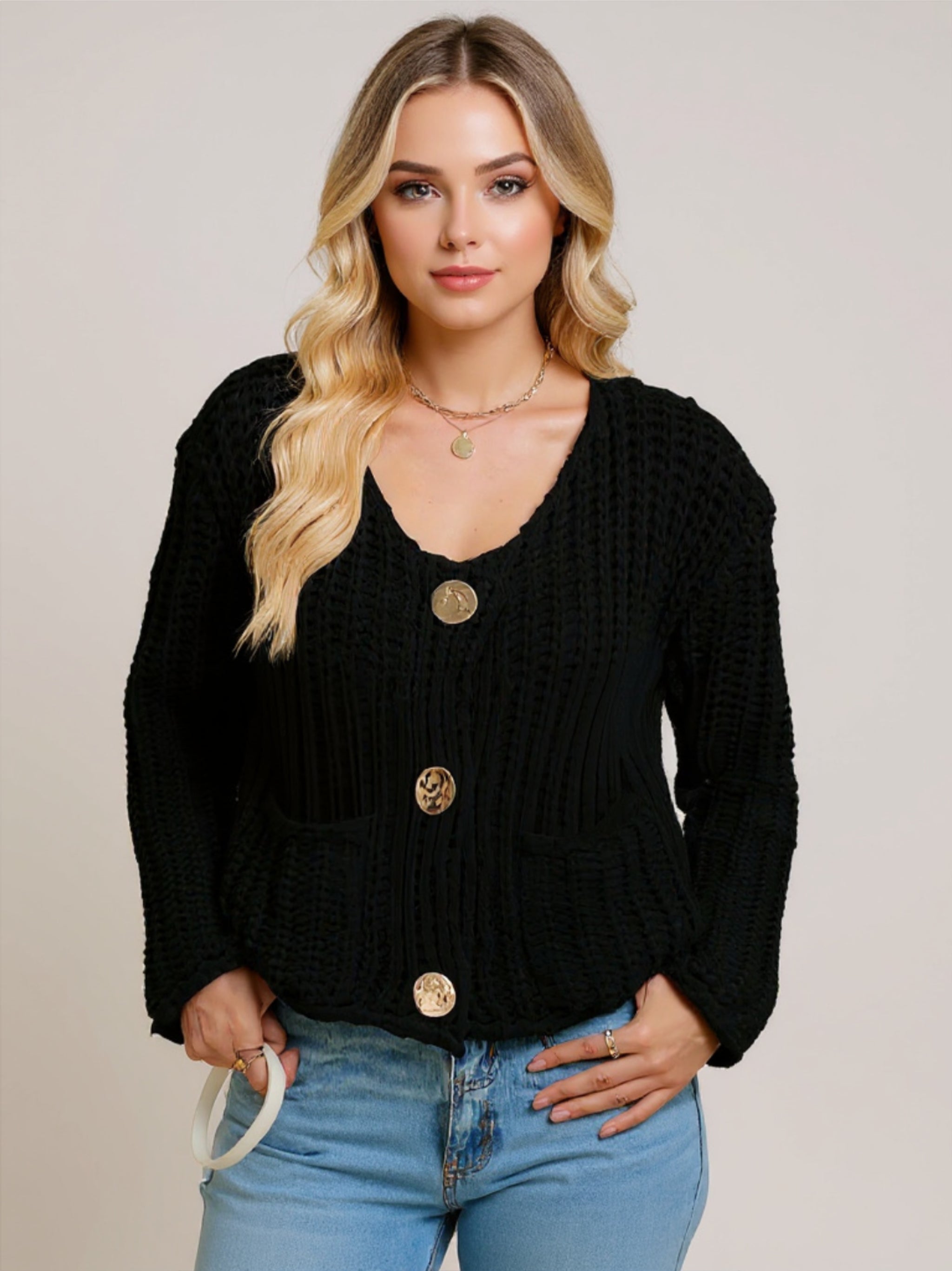 Thick Button Up Knit Cardigan