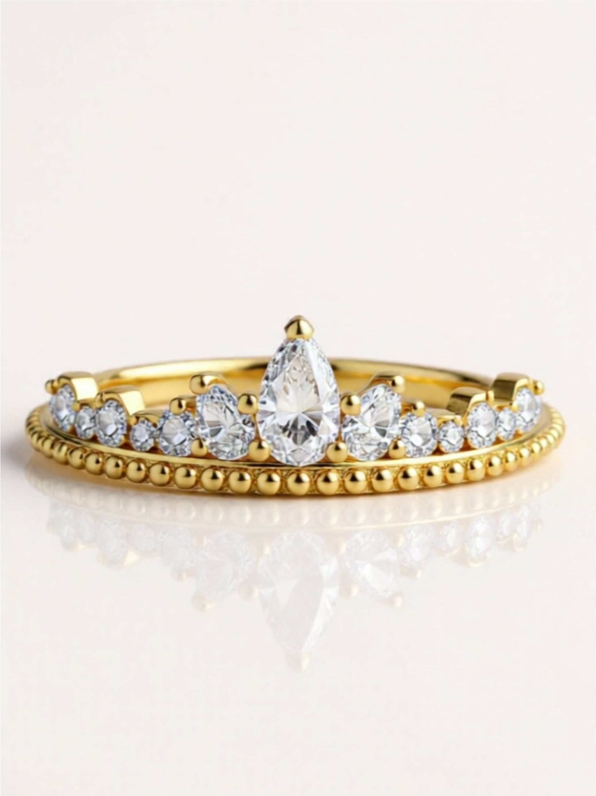 Crown Moissanite Gold Vermeil Ring