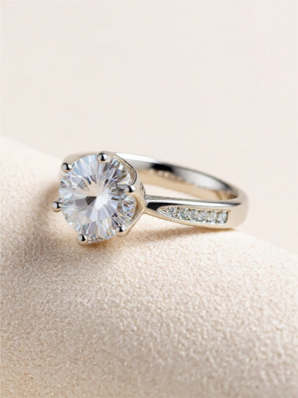 3 Carat Moissanite 925 Sterling Silver Side Stone Ring