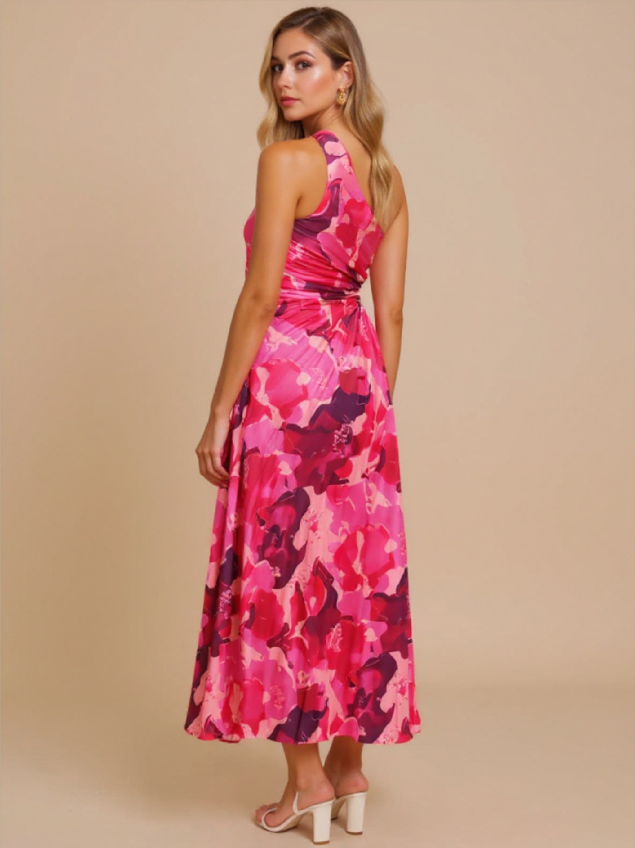 Pleated One Shoulder Dress