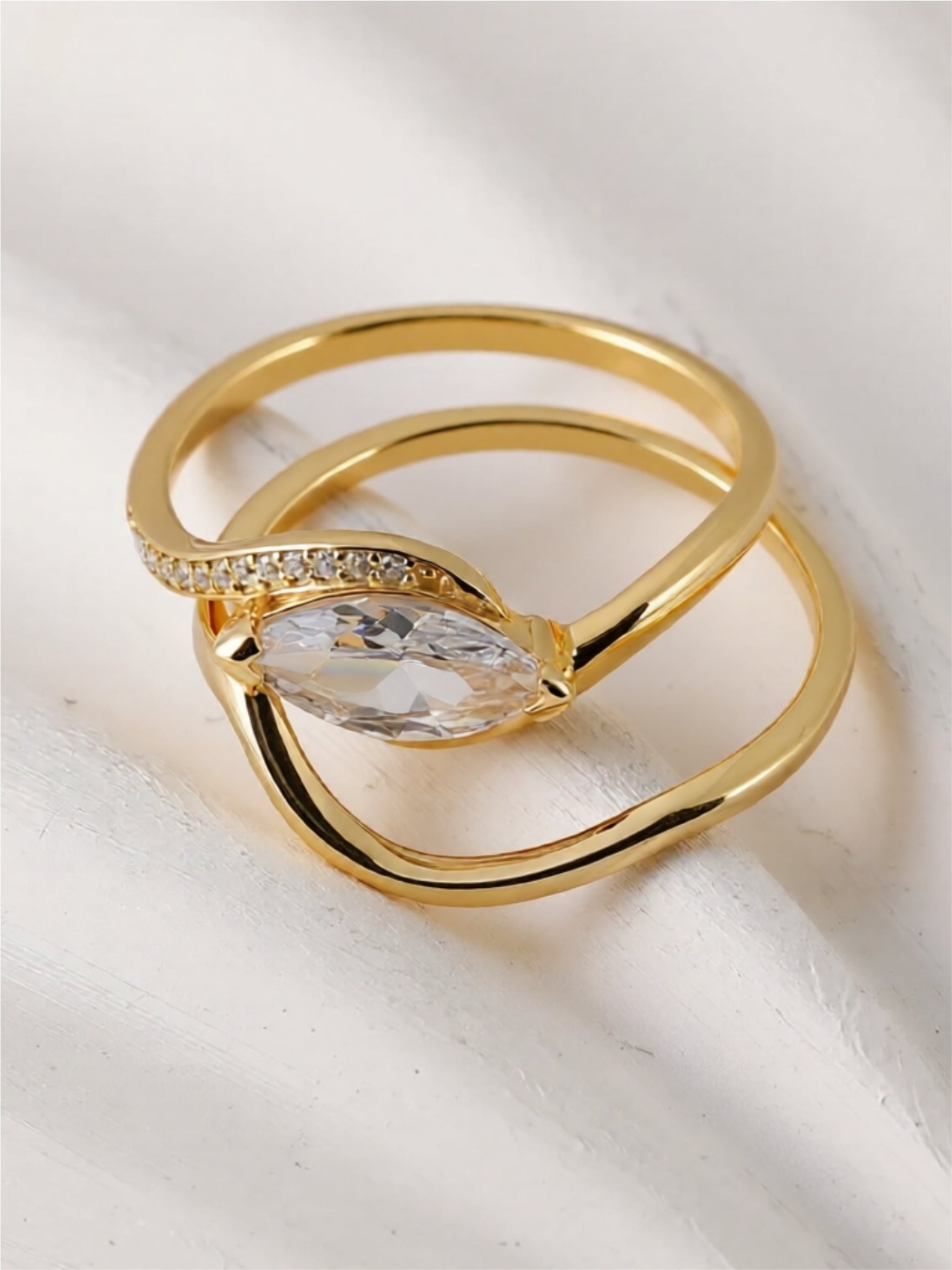 1 Carat Moissanite Gold Vermeil Ring Set