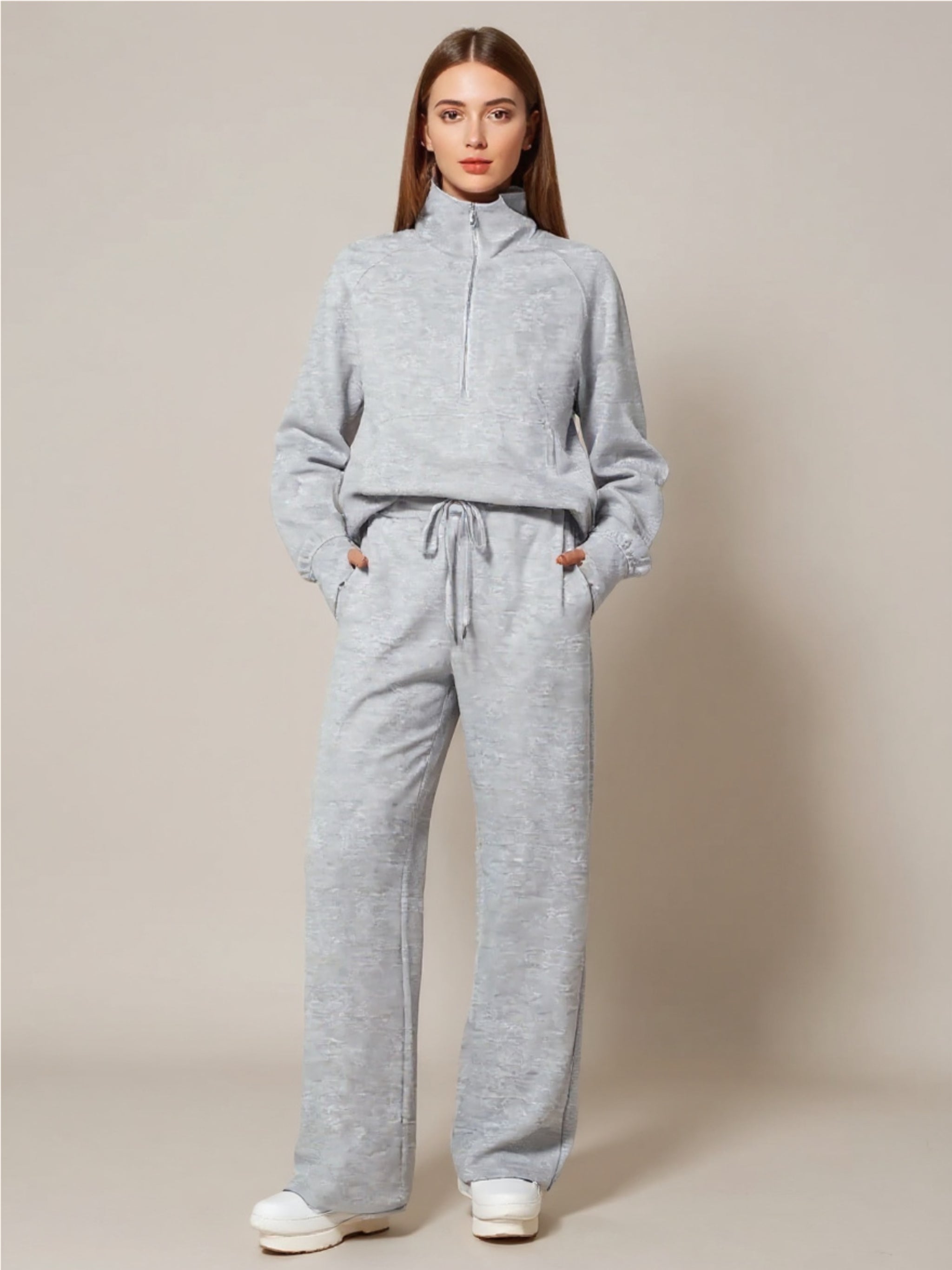 Half Zip Long Sleeve Top & Pants Set