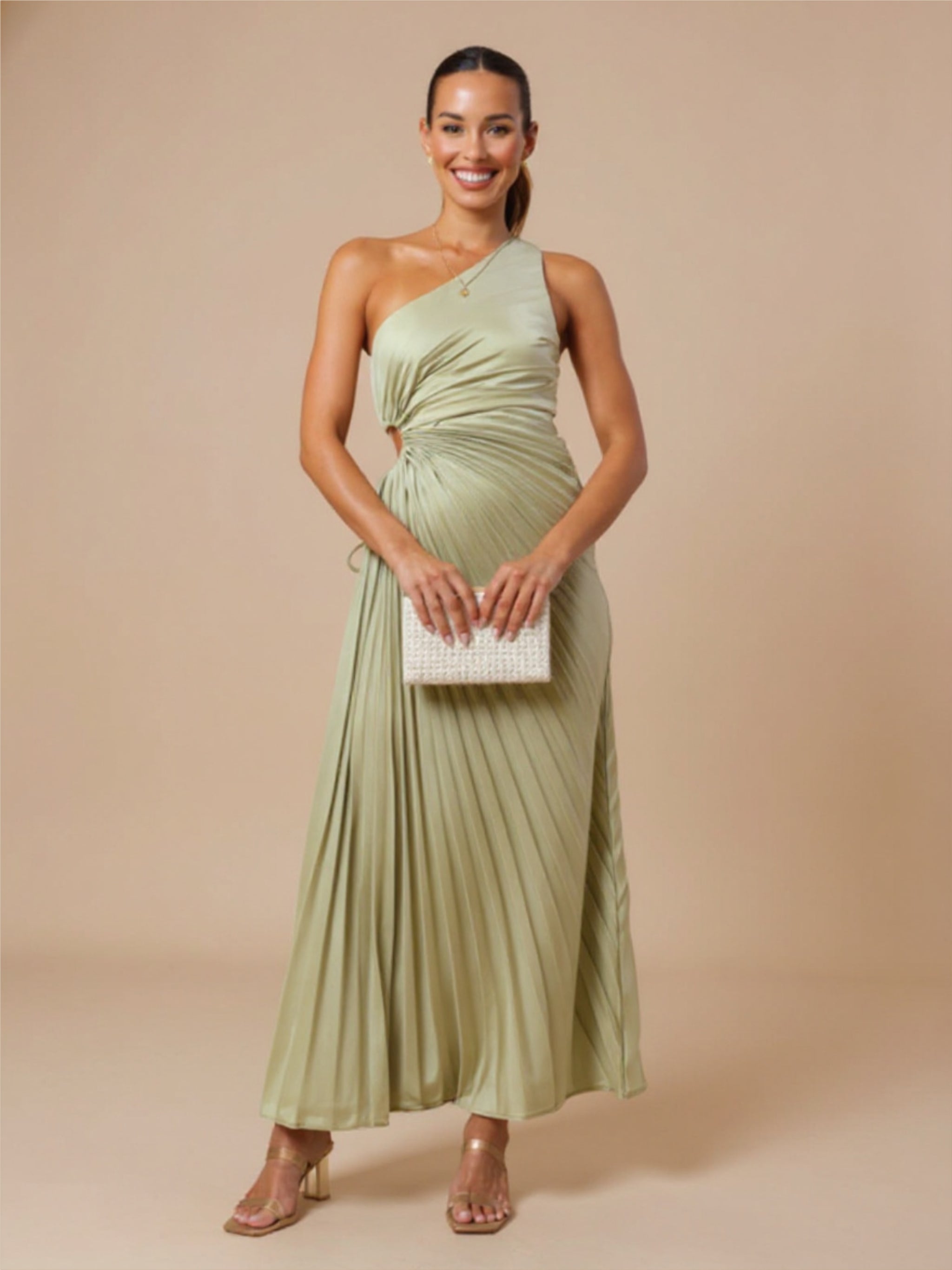 Pleated One Shoulder Dress