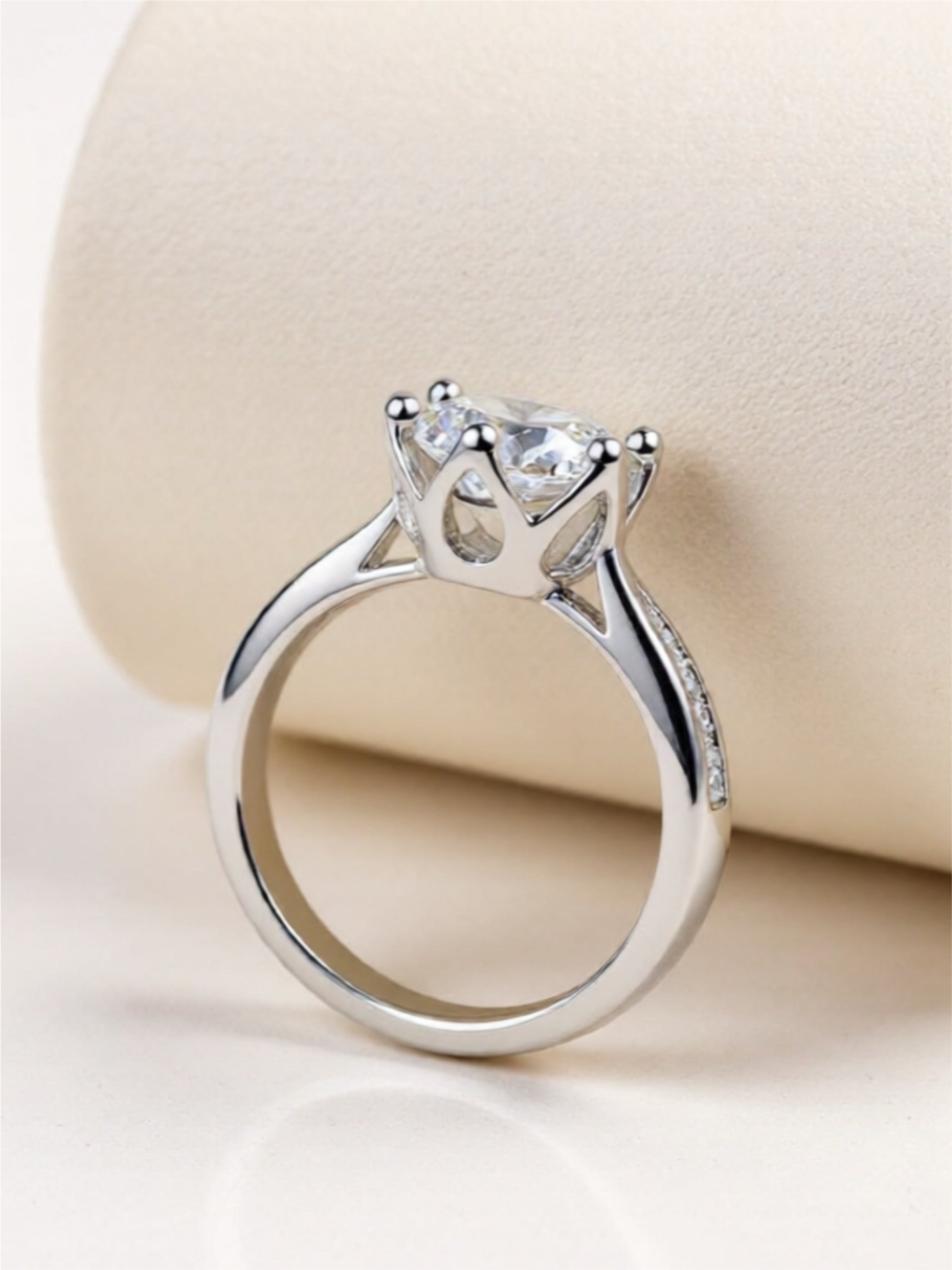 3 Carat Moissanite 925 Sterling Silver Side Stone Ring