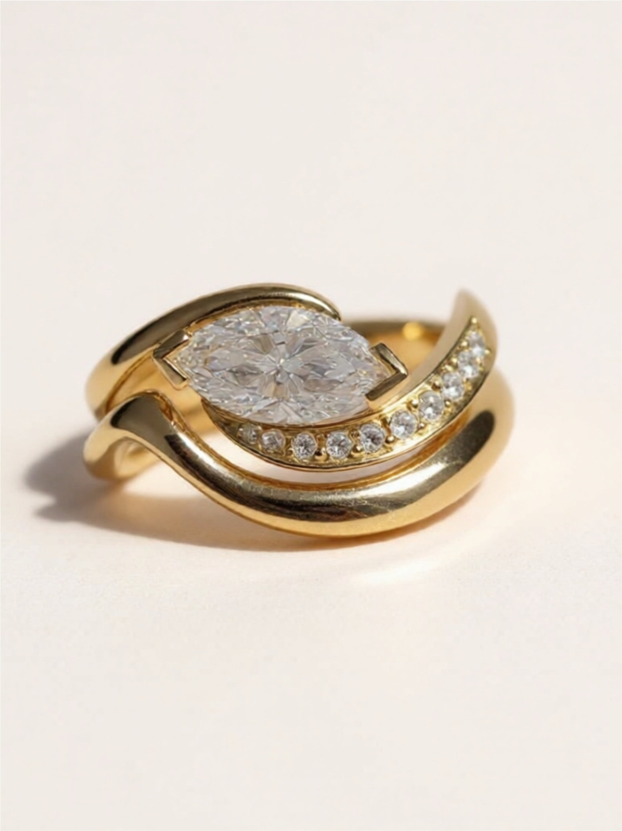 1 Carat Moissanite Gold Vermeil Ring Set