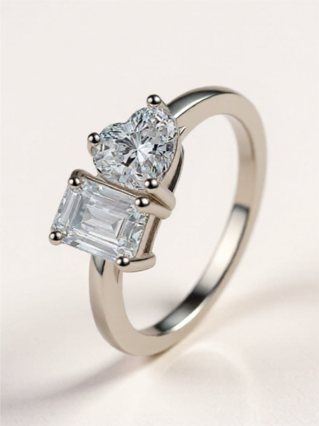 925 Sterling Silver 2 Carat Moissanite Ring