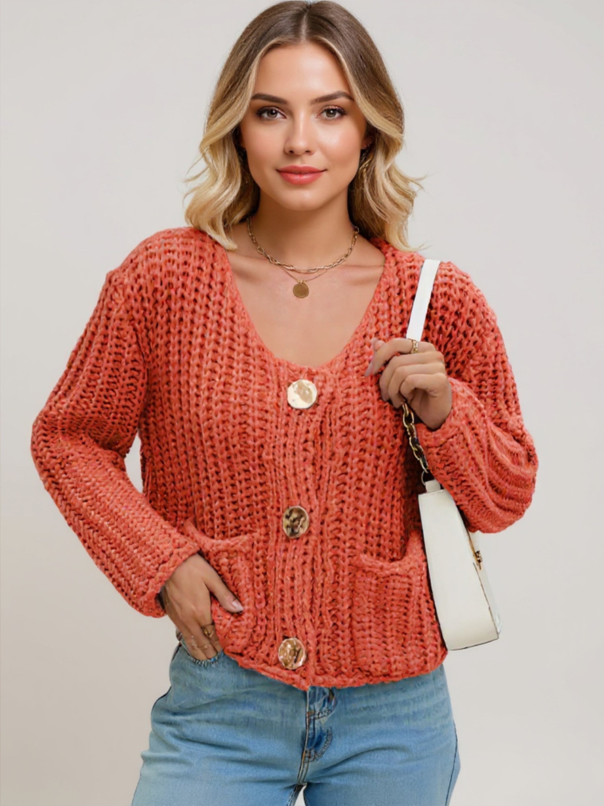 Thick Button Up Knit Cardigan