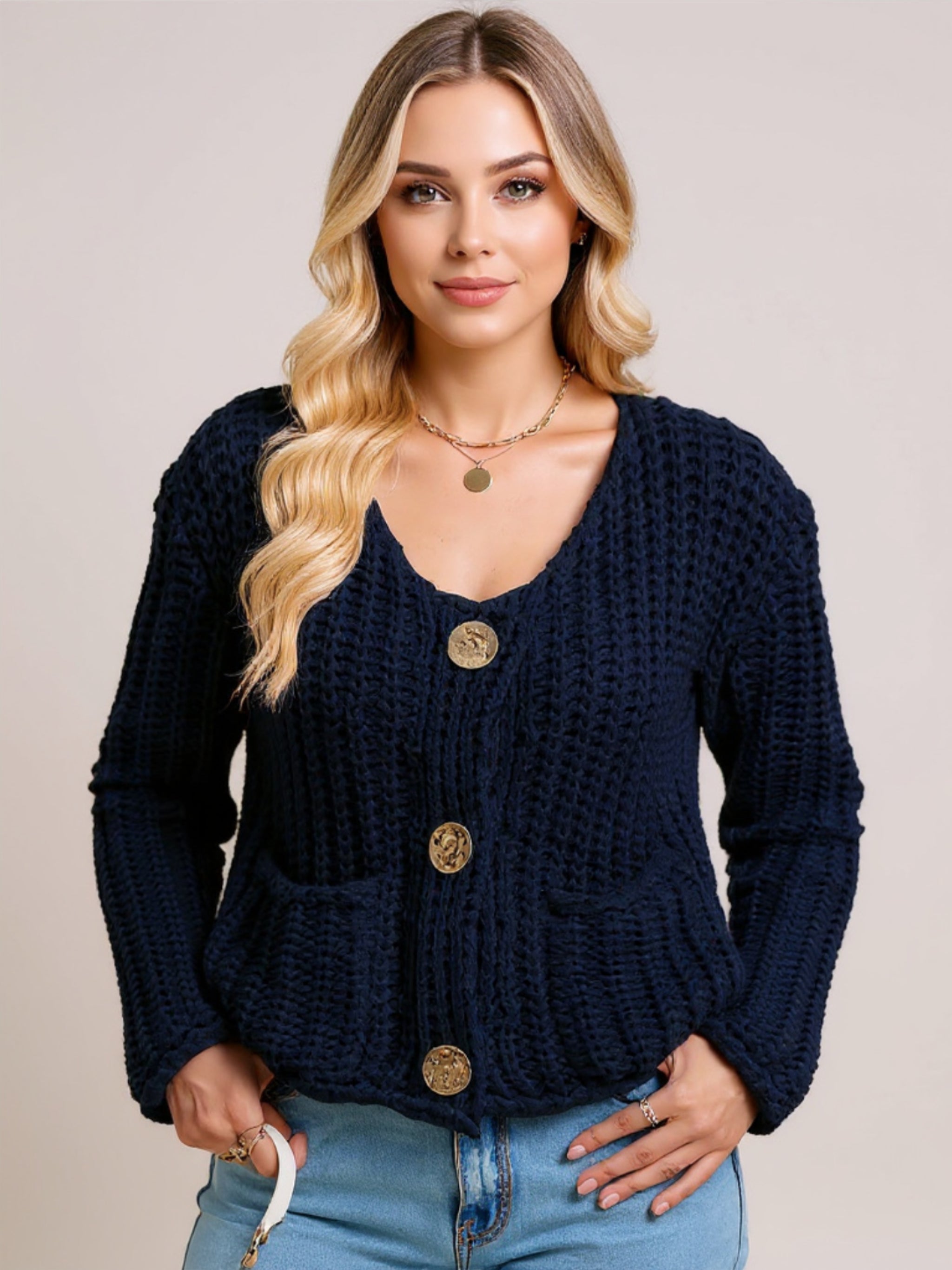 Thick Button Up Knit Cardigan