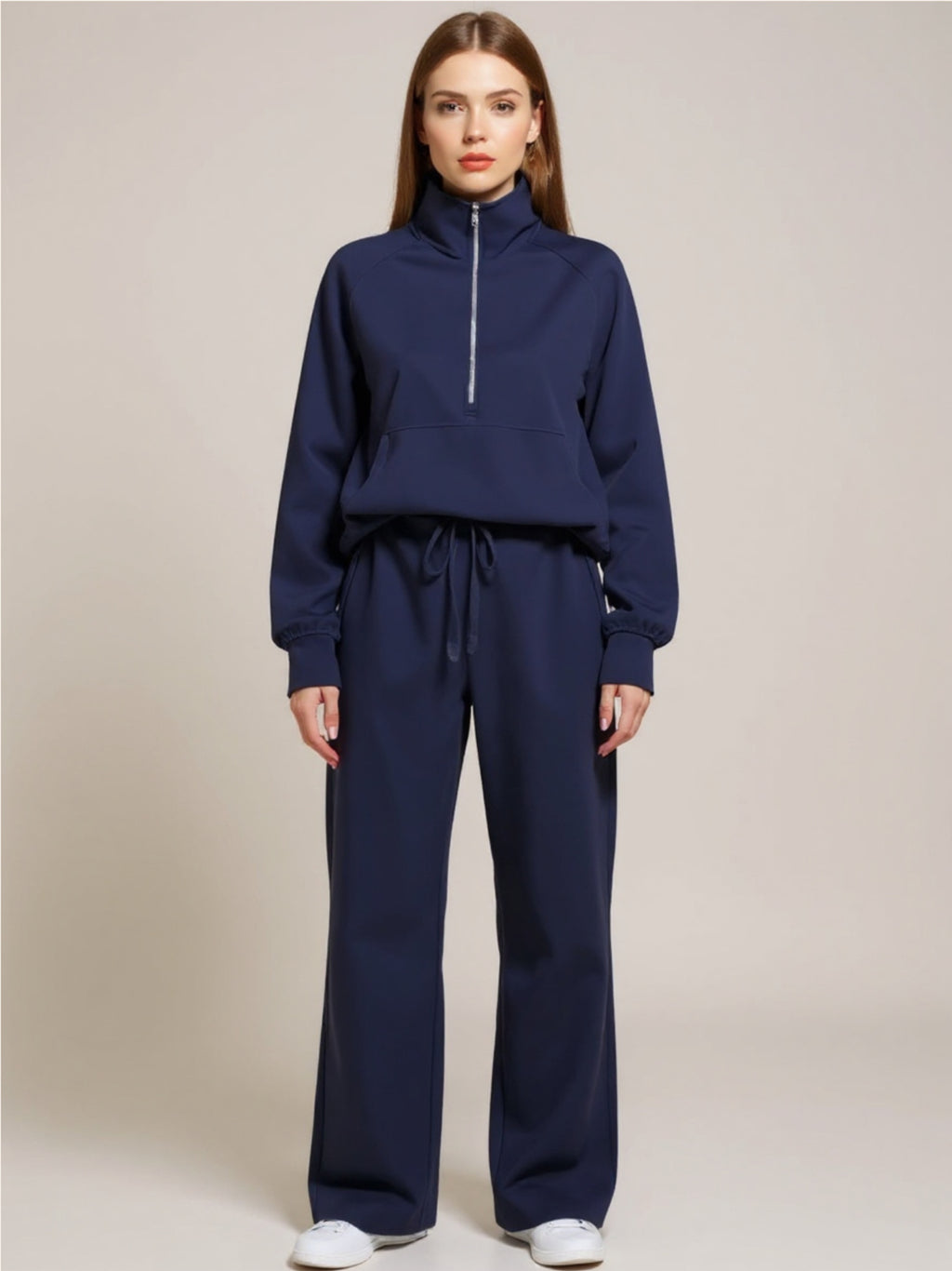 Half Zip Long Sleeve Top & Pants Set