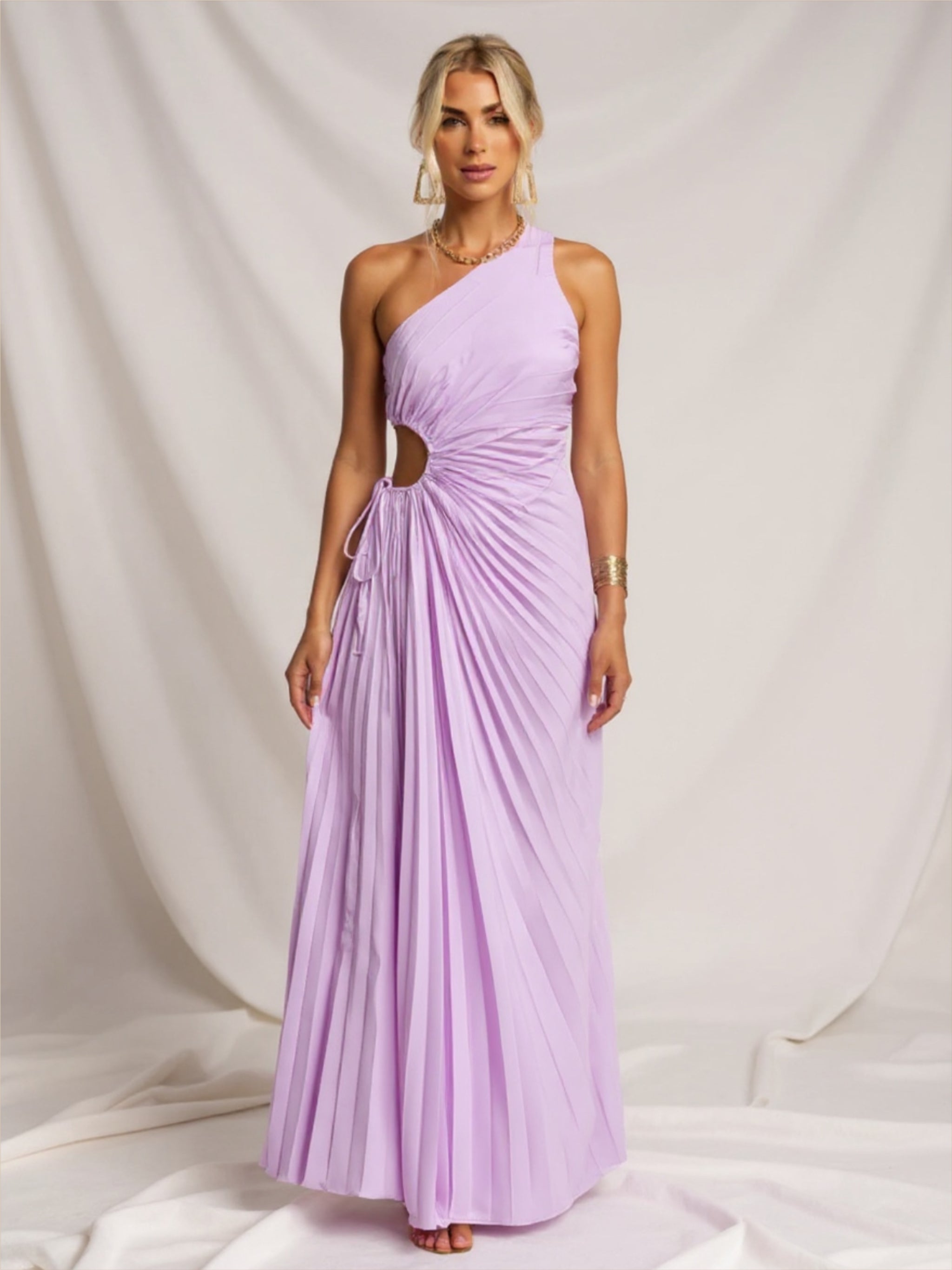 Pleated One Shoulder Dress