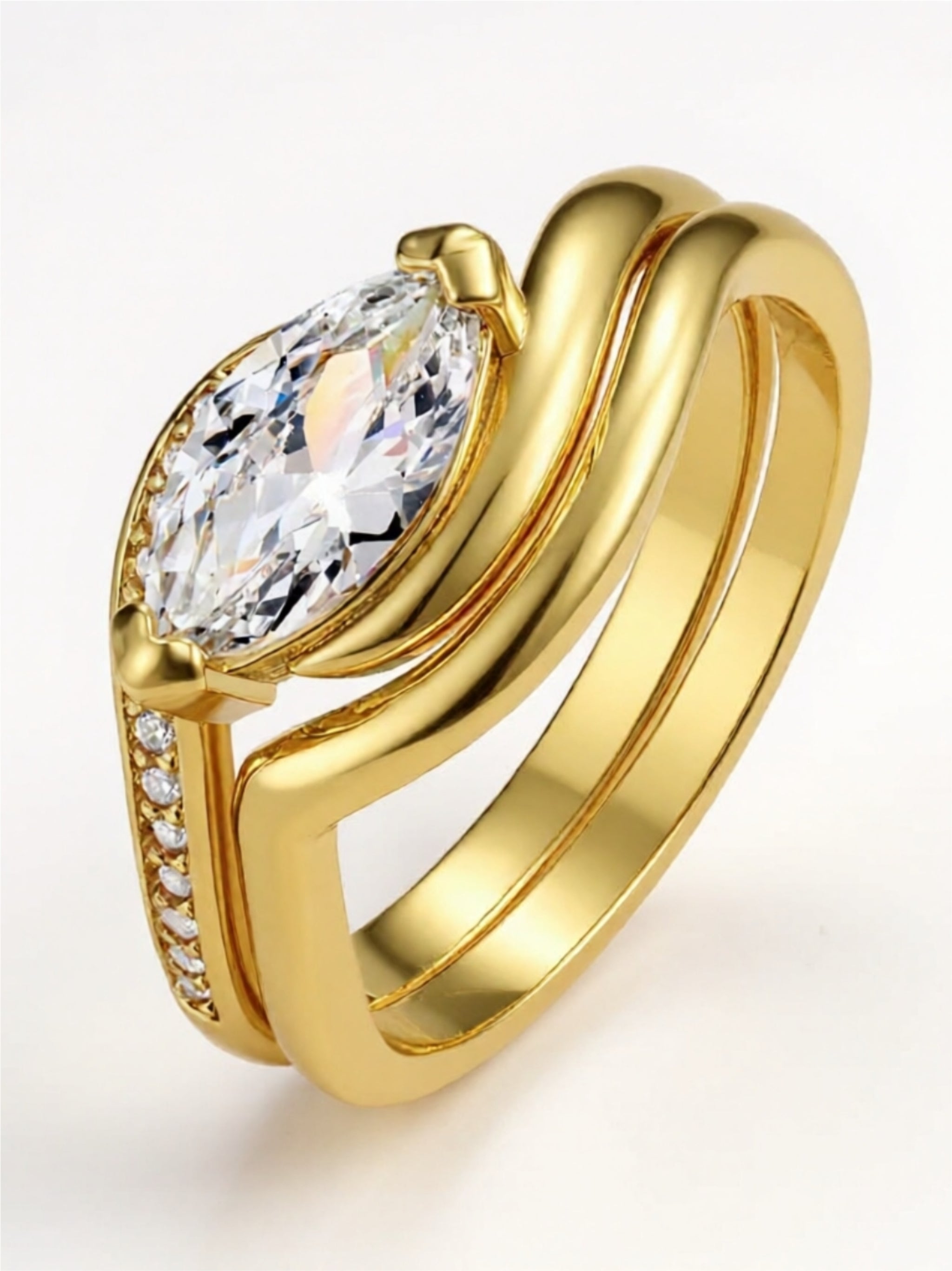 1 Carat Moissanite Gold Vermeil Ring Set