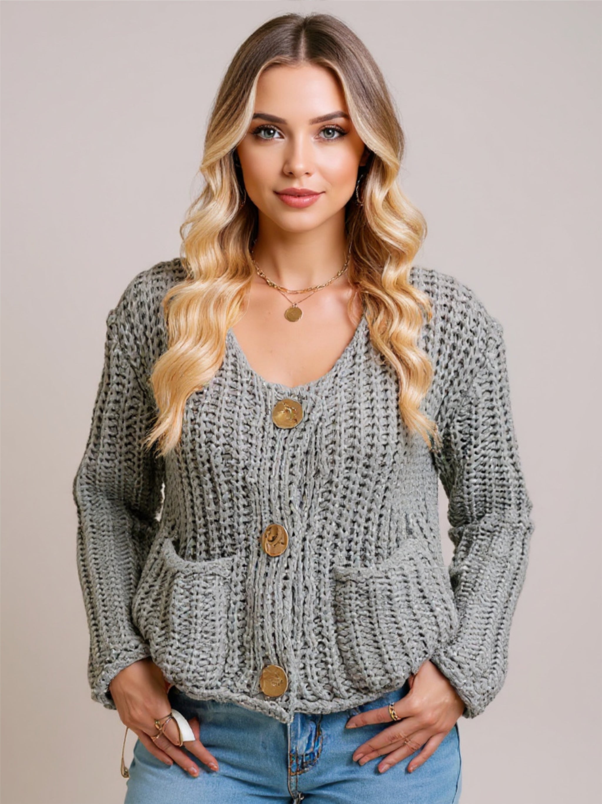 Thick Button Up Knit Cardigan