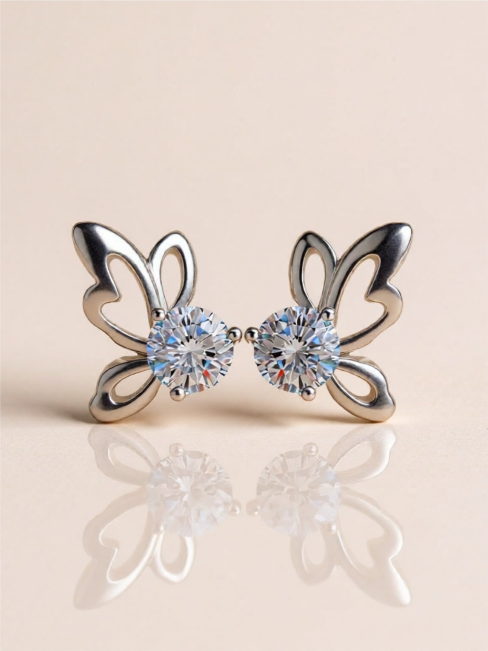 1 Carat Moissanite Butterfly 925 Sterling Silver Earrings