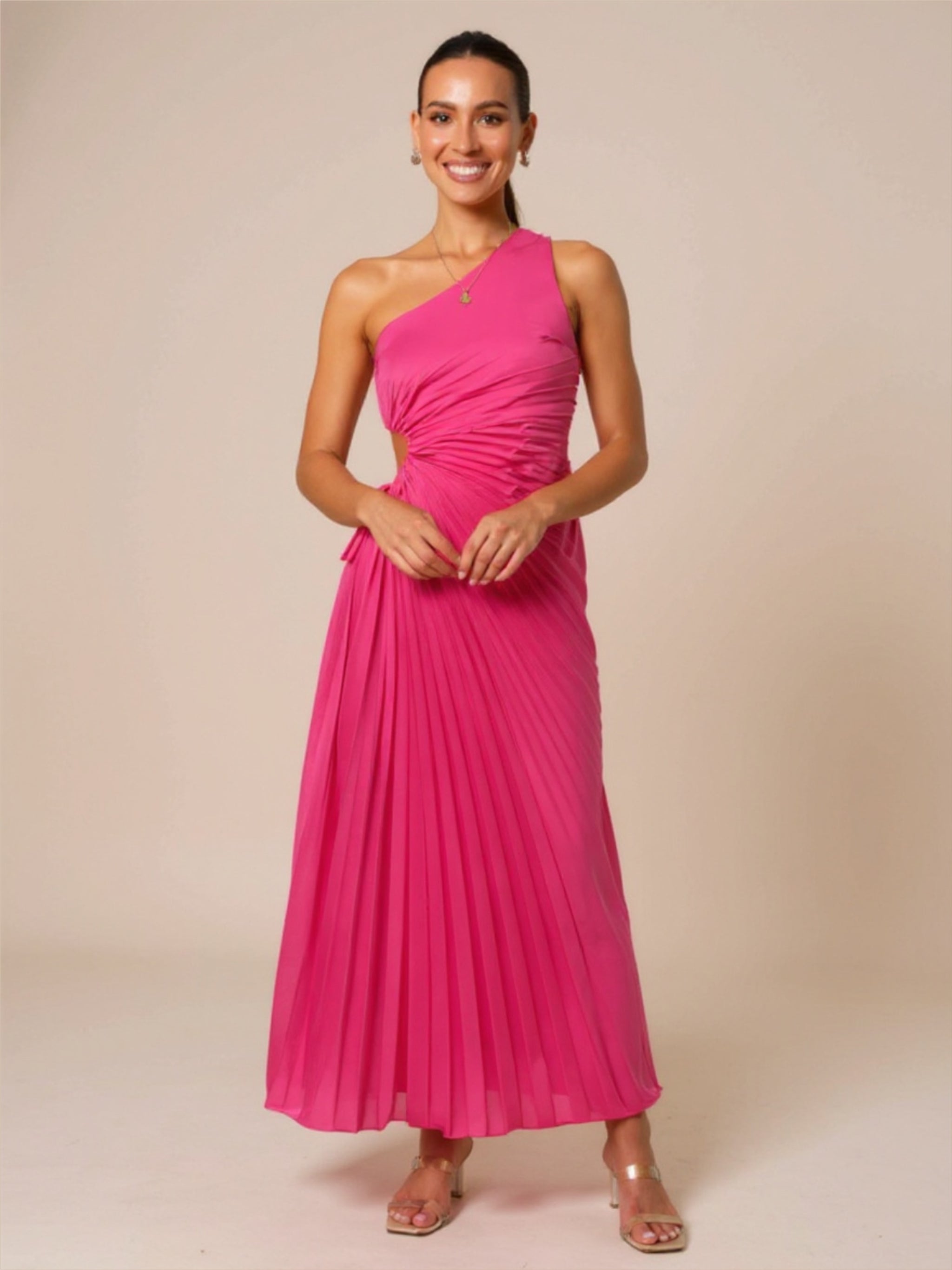 Pleated One Shoulder Dress