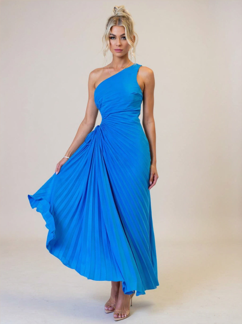 Pleated One Shoulder Dress