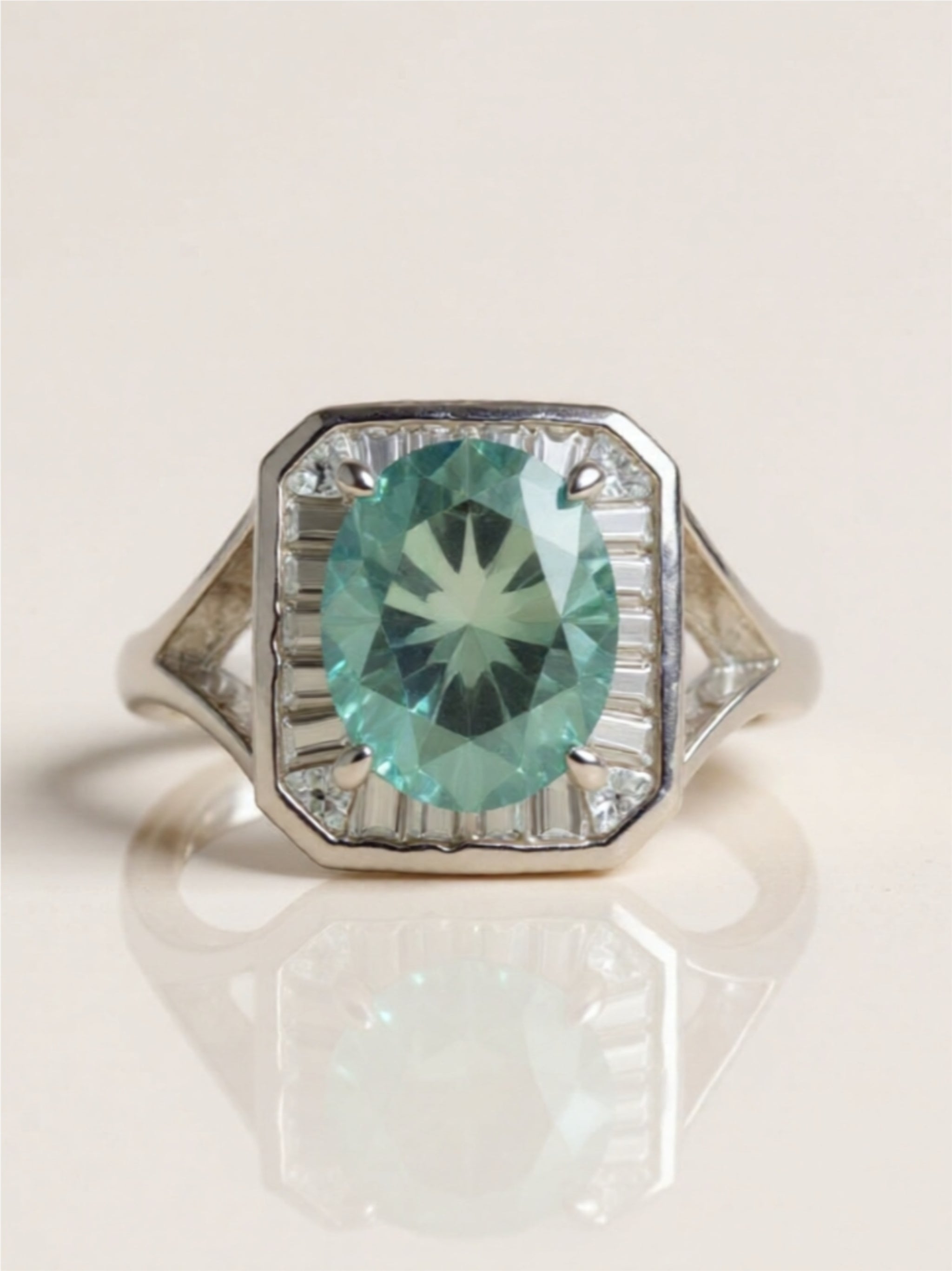 3 Carat Moissanite Square 925 Sterling Silver Ring