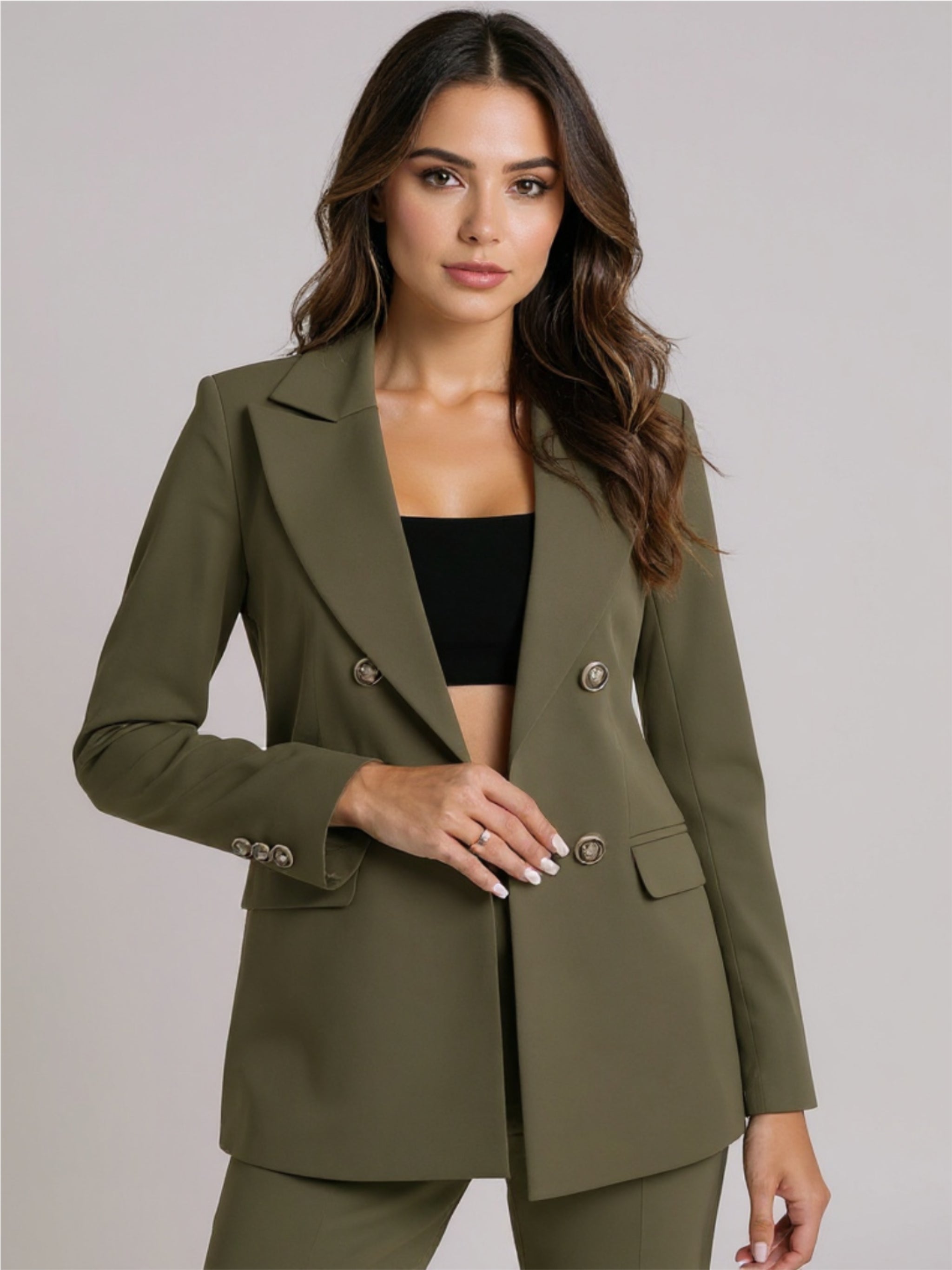 Double Breasted Blazer with Button Details