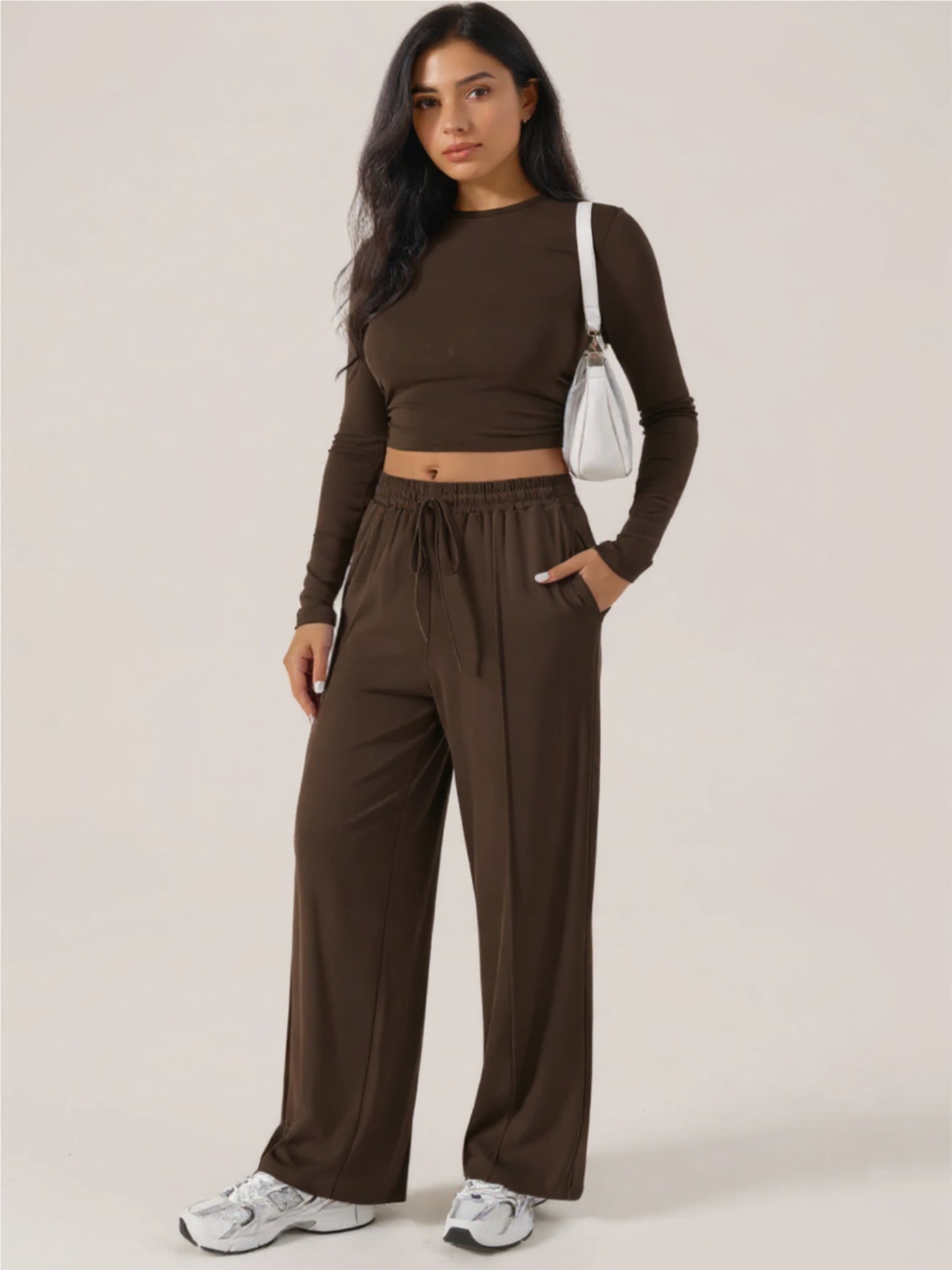 Devine Round Neck Long Sleeve Top &  Pants Set