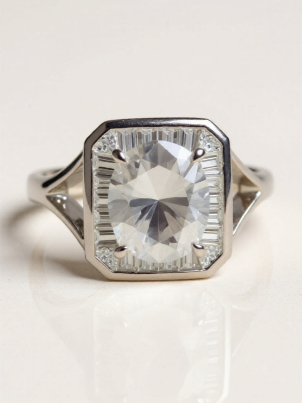 3 Carat Moissanite Square 925 Sterling Silver Ring