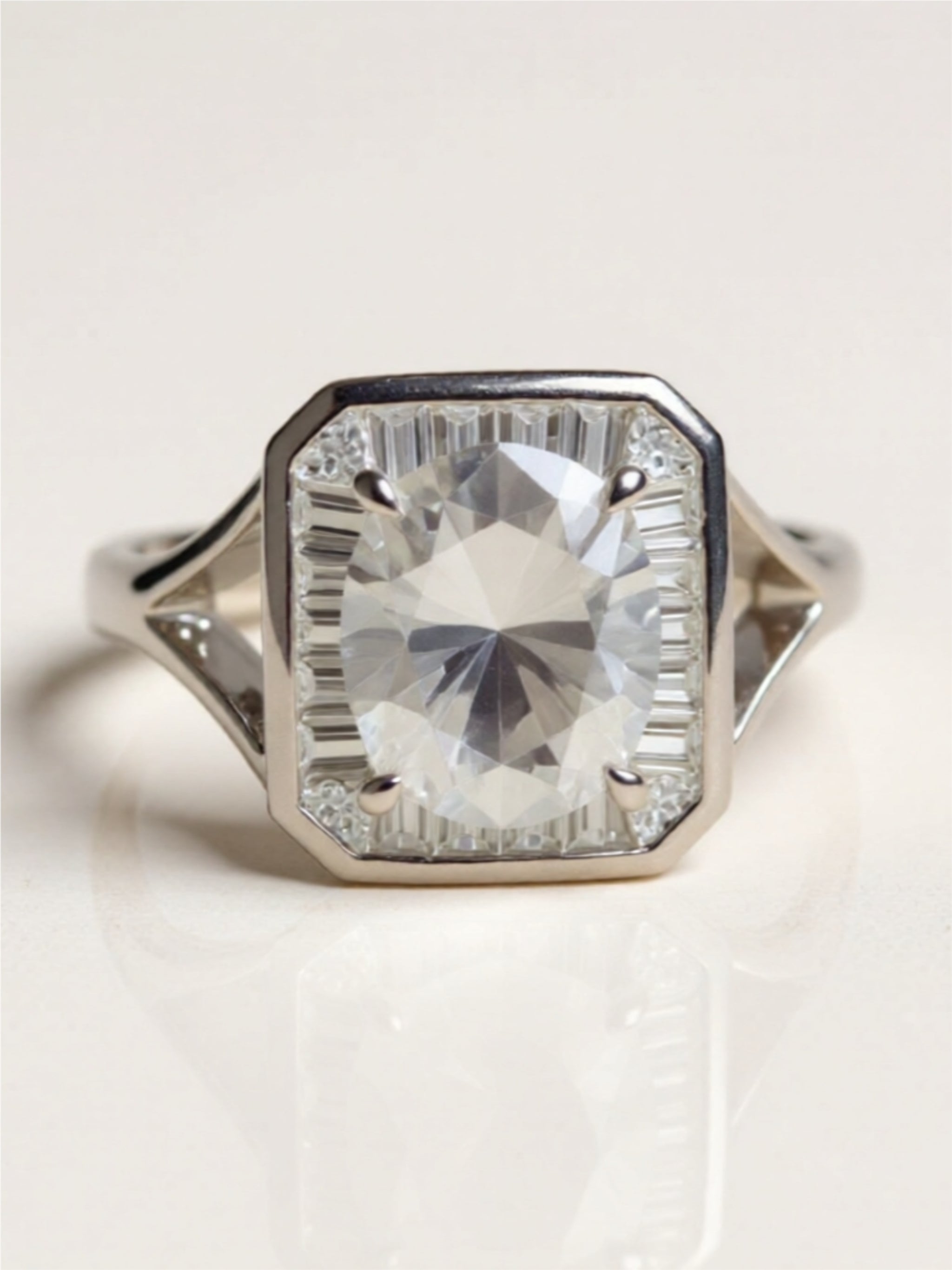 3 Carat Moissanite Square 925 Sterling Silver Ring