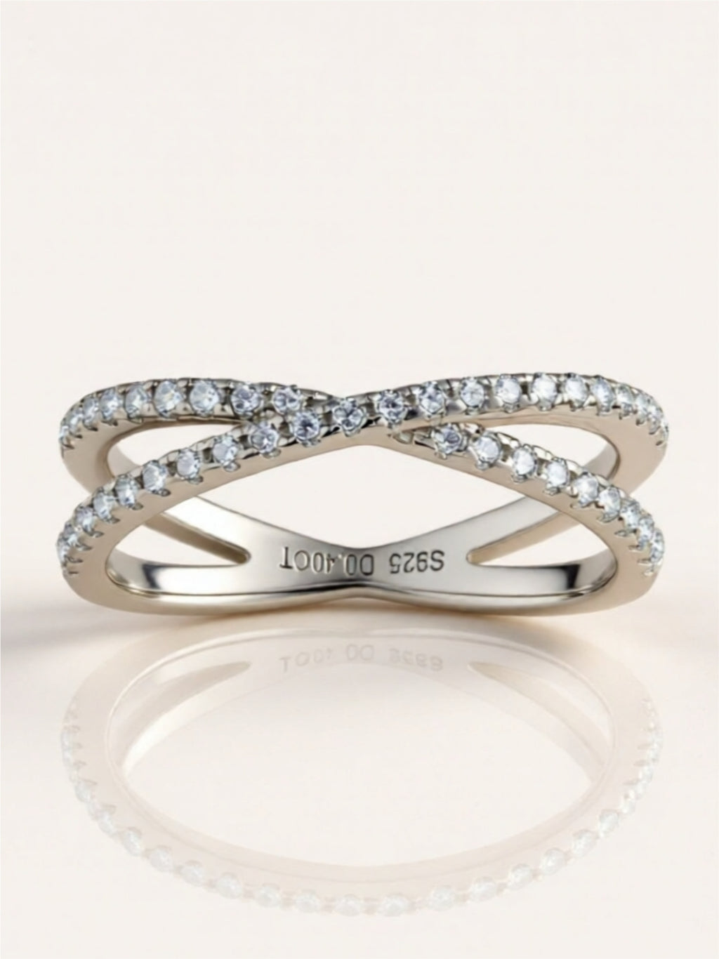 Moissanite 925 Sterling Silver Crisscross Ring
