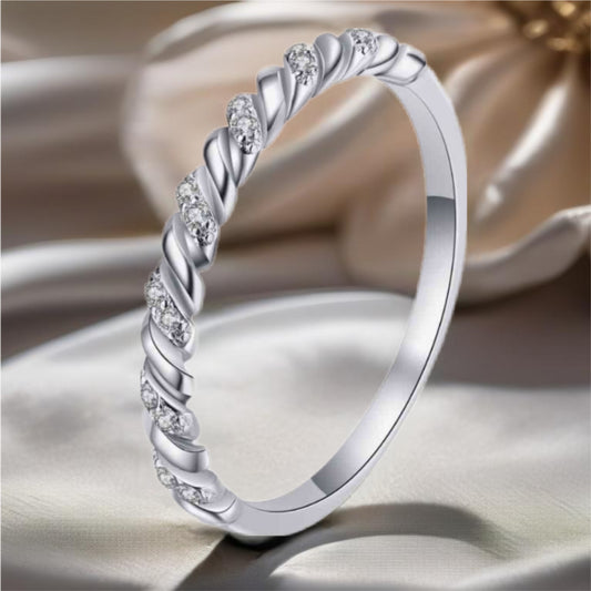 Moissanite Sterling Silver Half-Eternity Ring