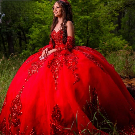 Red Quinceanera Ball Gown