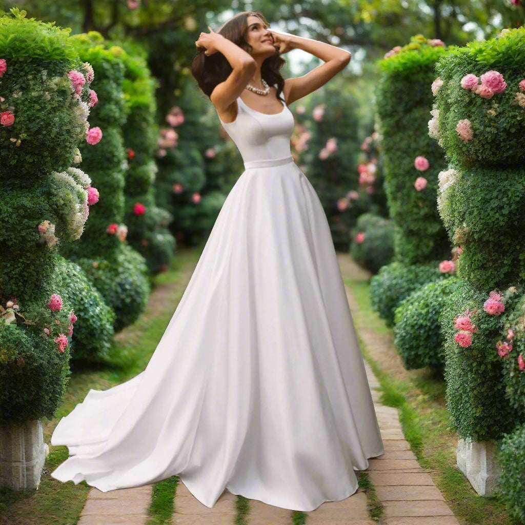 A-Line Square Collar Wedding Dress