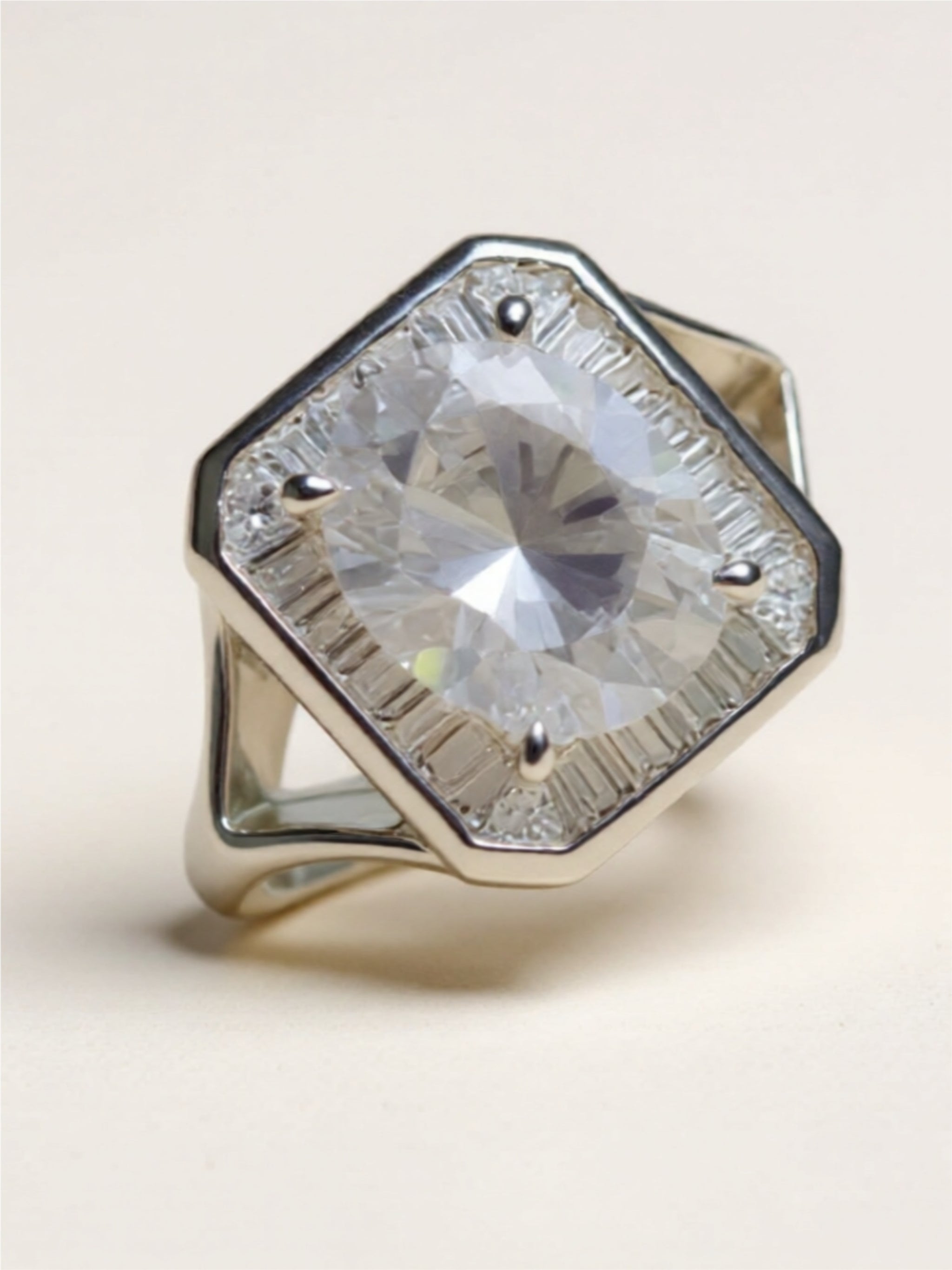 3 Carat Moissanite Square 925 Sterling Silver Ring