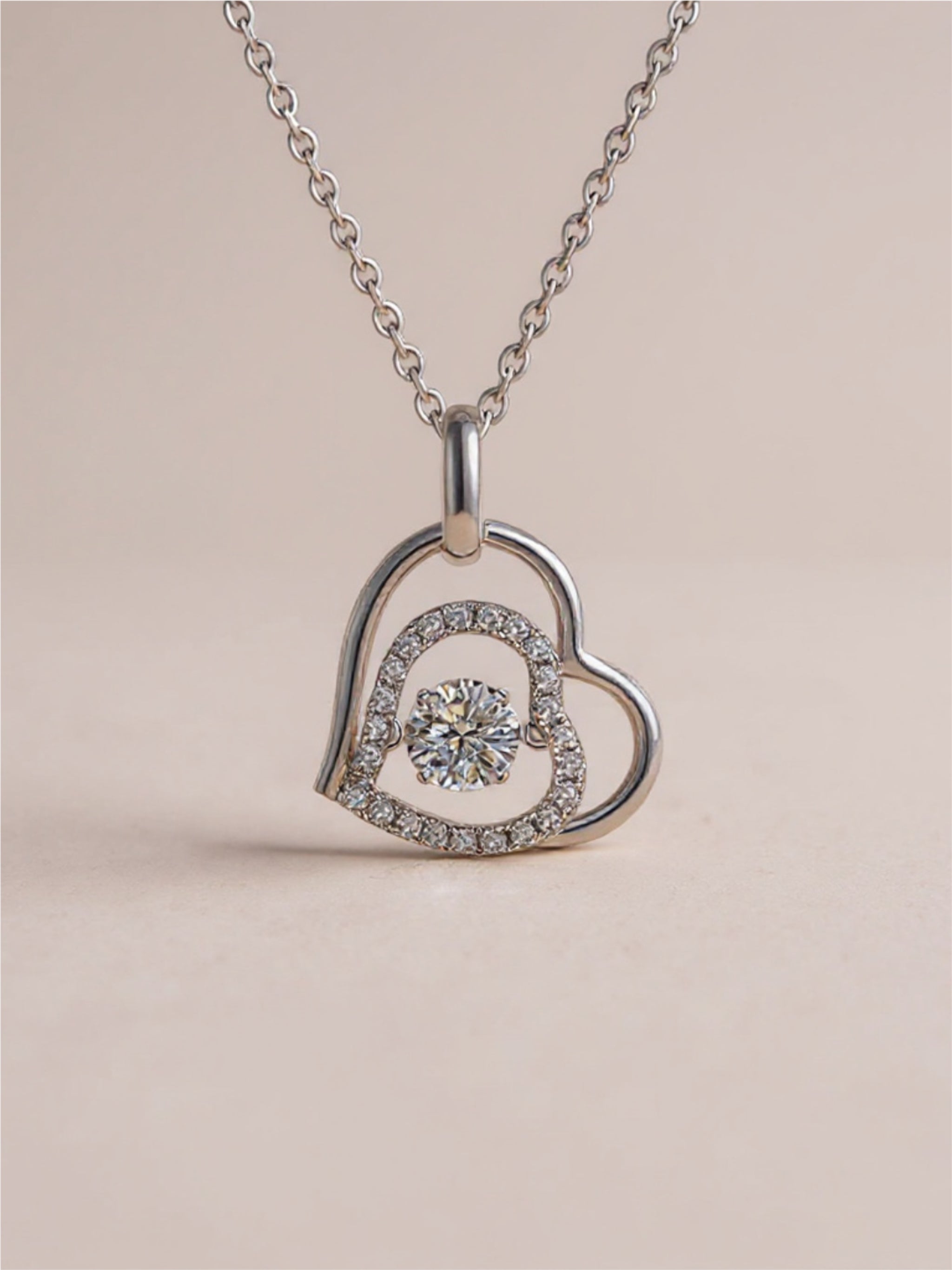Moissanite 925 Sterling Silver Heart Necklace
