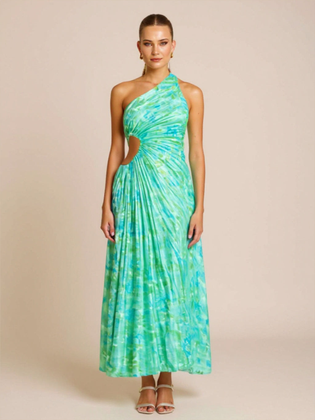 Pleated One Shoulder Dress