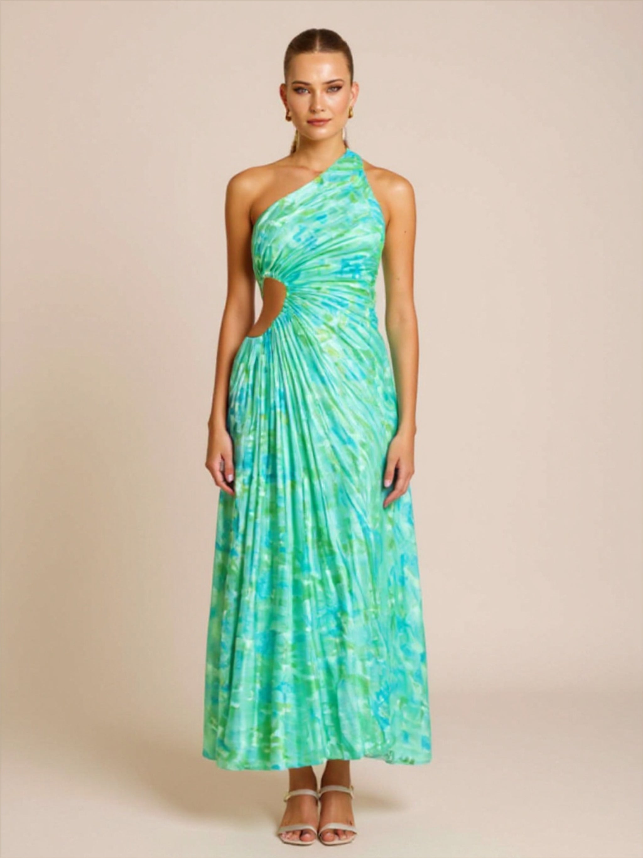 Pleated One Shoulder Dress