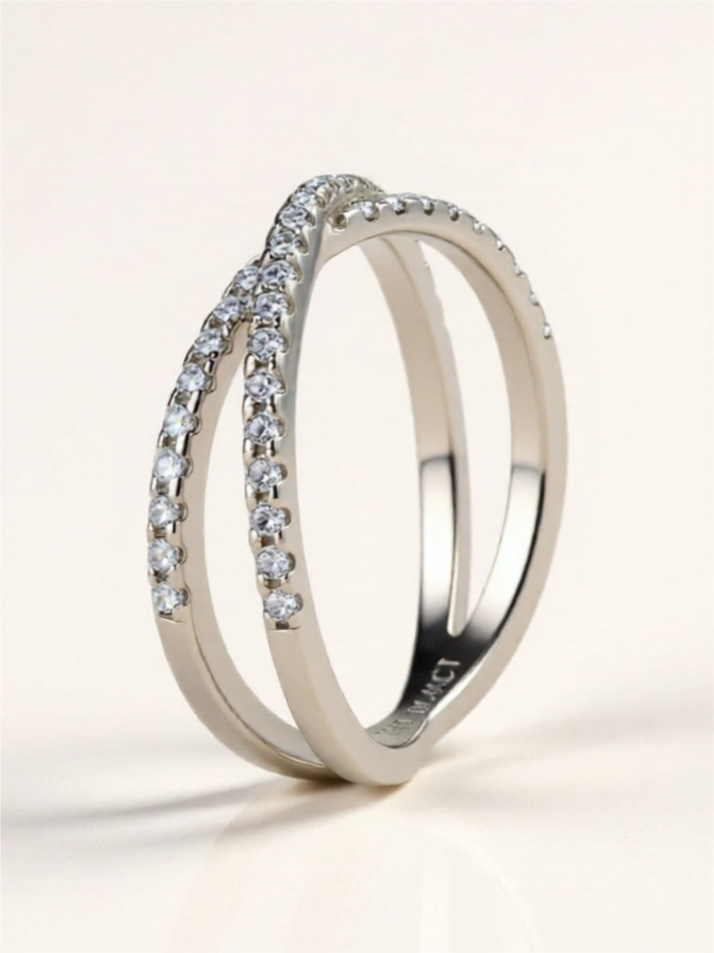Moissanite 925 Sterling Silver Crisscross Ring