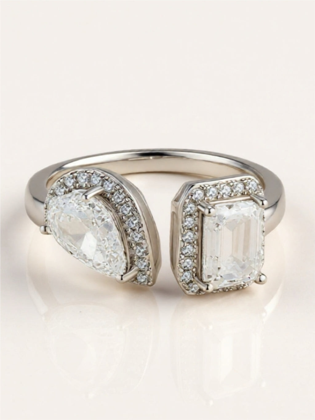 1 Carat Moissanite 925 Sterling Silver Open Ring