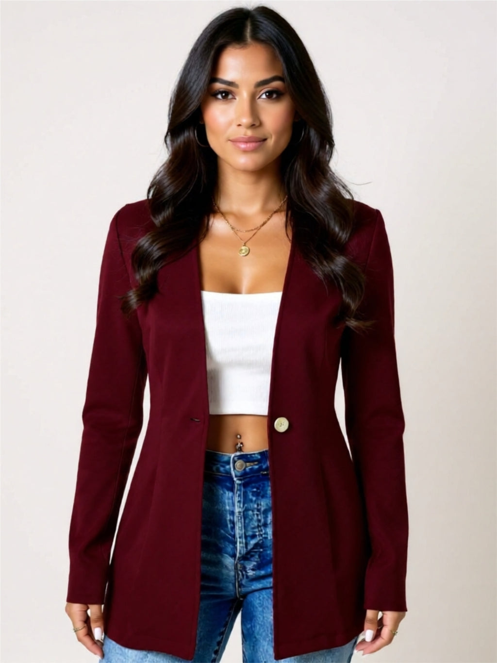Single-Button Longline Blazer