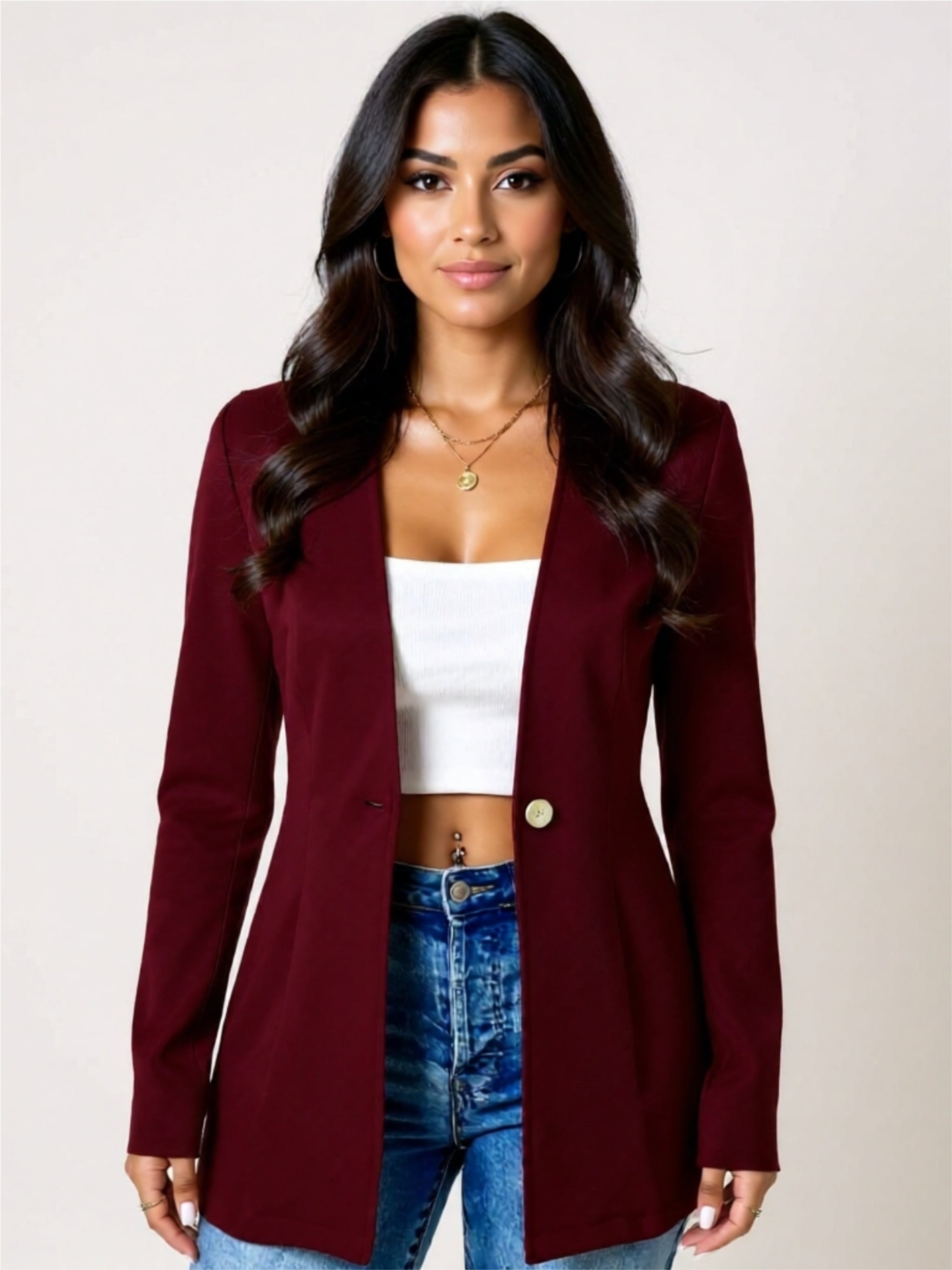 Single-Button Longline Blazer
