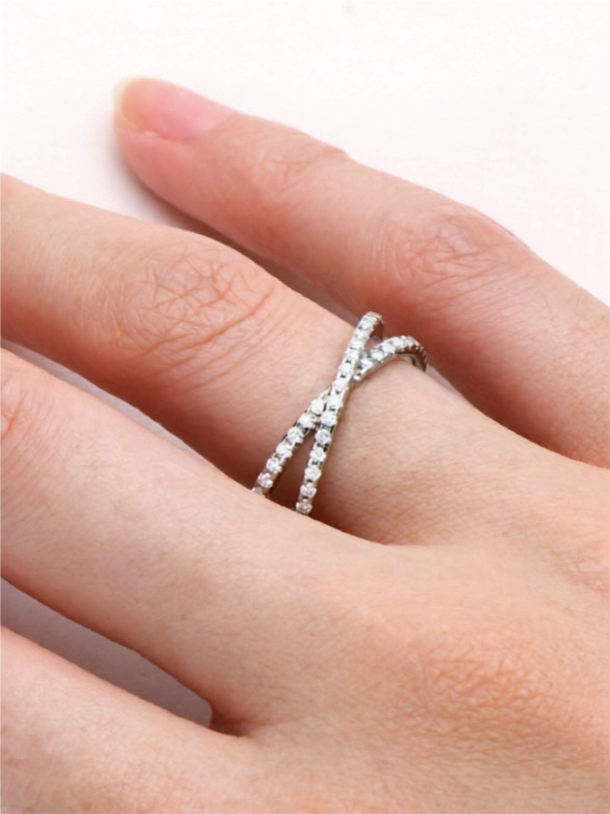 Moissanite 925 Sterling Silver Crisscross Ring