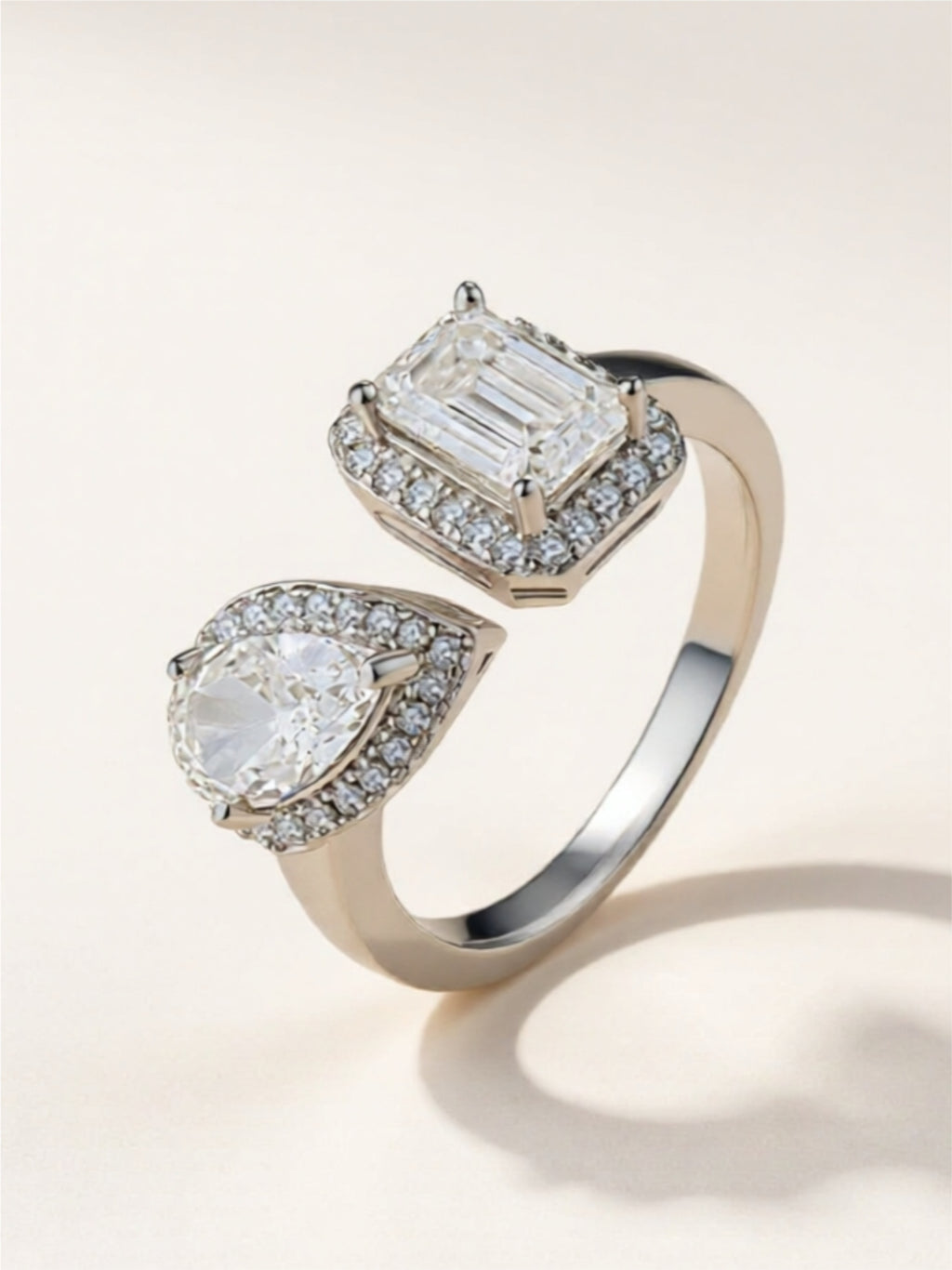 1 Carat Moissanite 925 Sterling Silver Open Ring