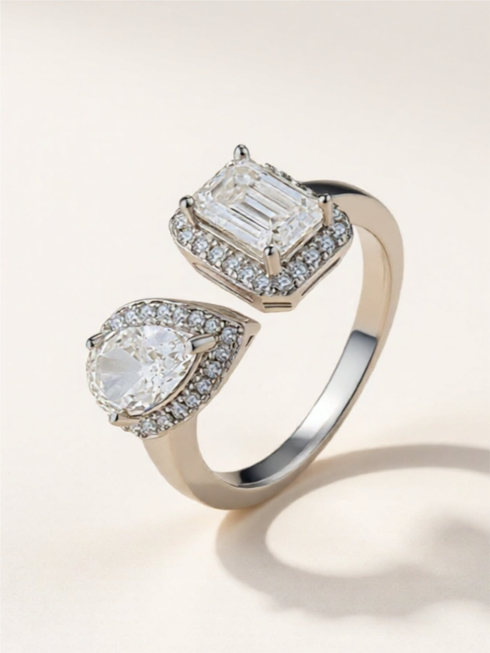 1 Carat Moissanite 925 Sterling Silver Open Ring