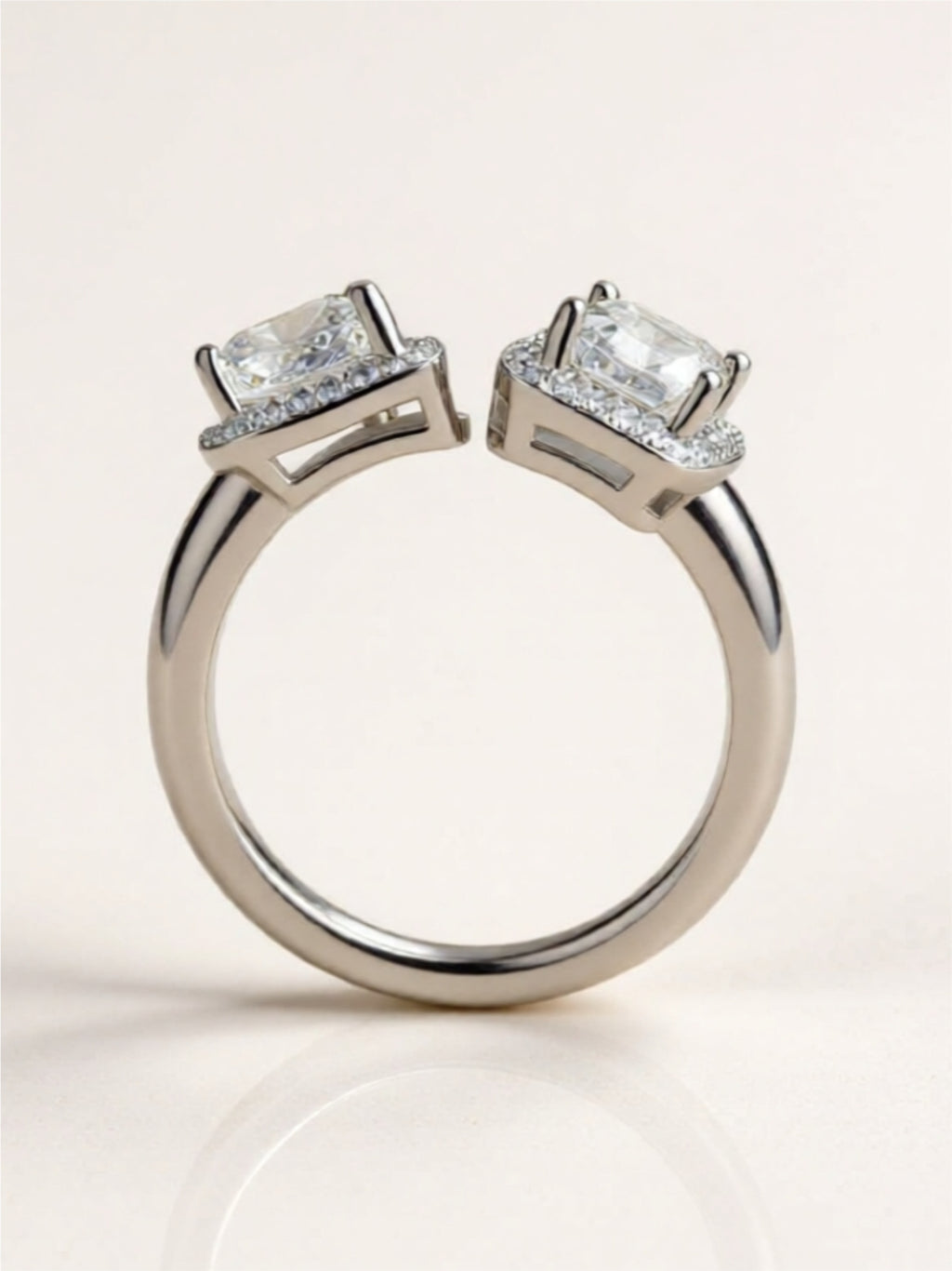 1 Carat Moissanite 925 Sterling Silver Open Ring