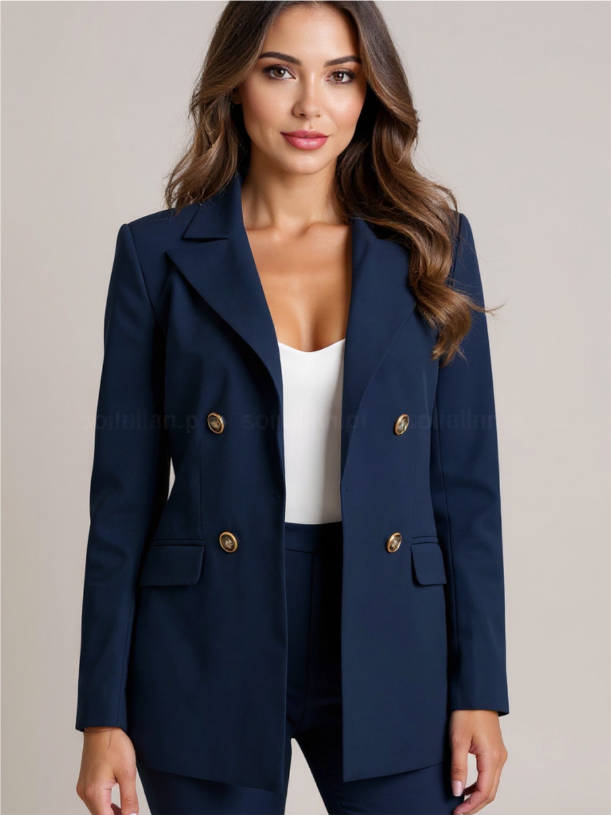 Double Breasted Blazer with Button Details