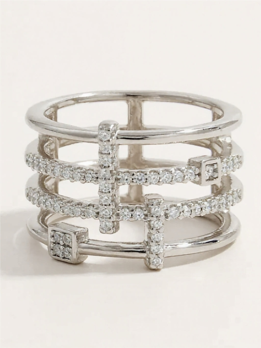 925 Sterling Silver Inlaid CZ Ring