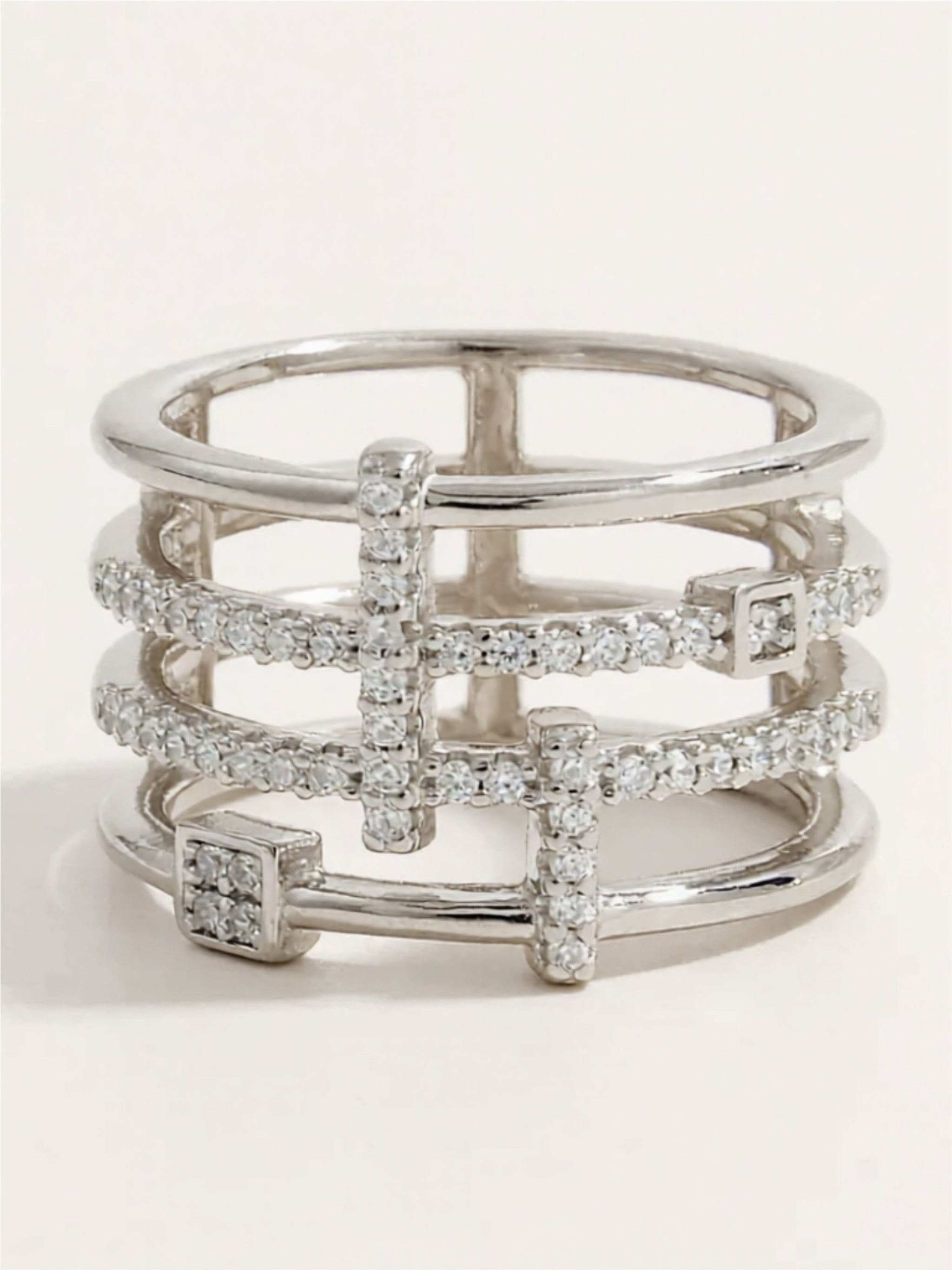 925 Sterling Silver Inlaid CZ Ring