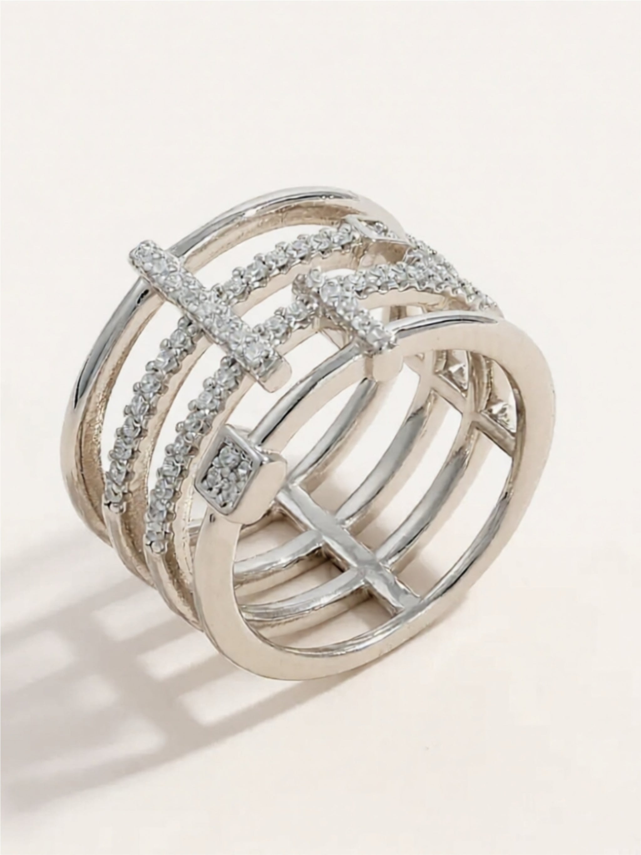 925 Sterling Silver Inlaid CZ Ring