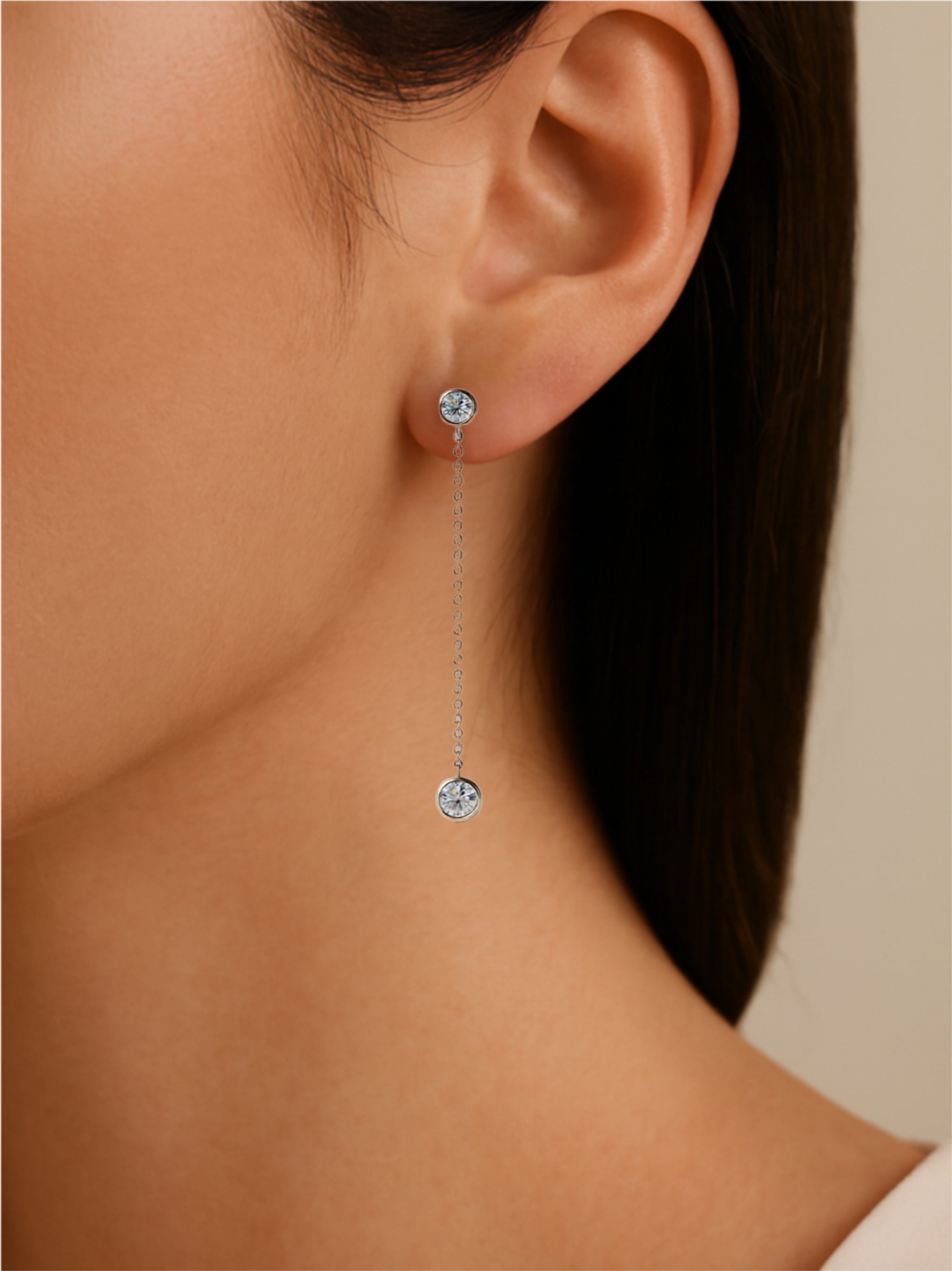 925 sterling silver Moissanite Chain Earrings