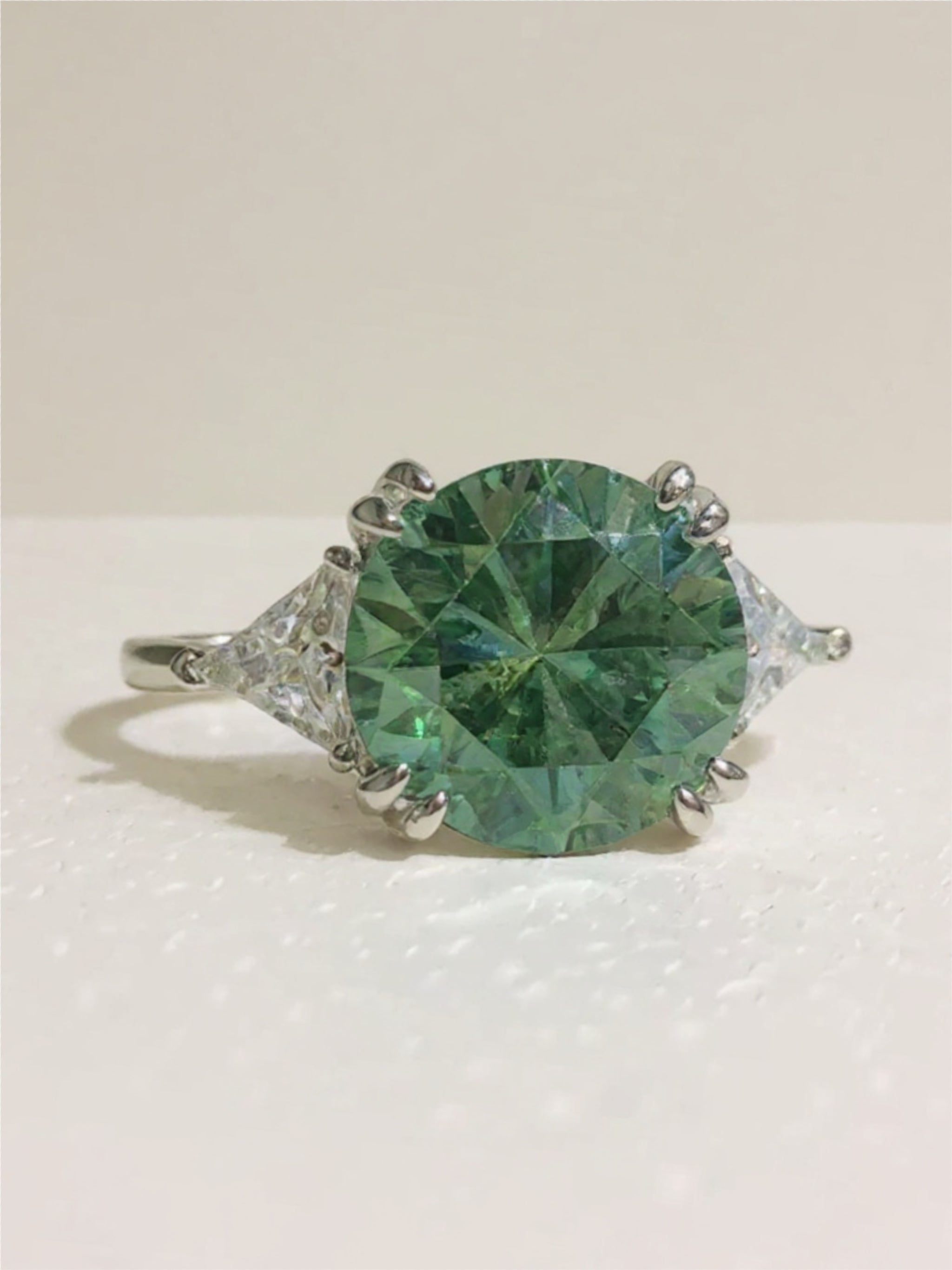 5 Carat Green Moissanite 925 Sterling Silver Ring