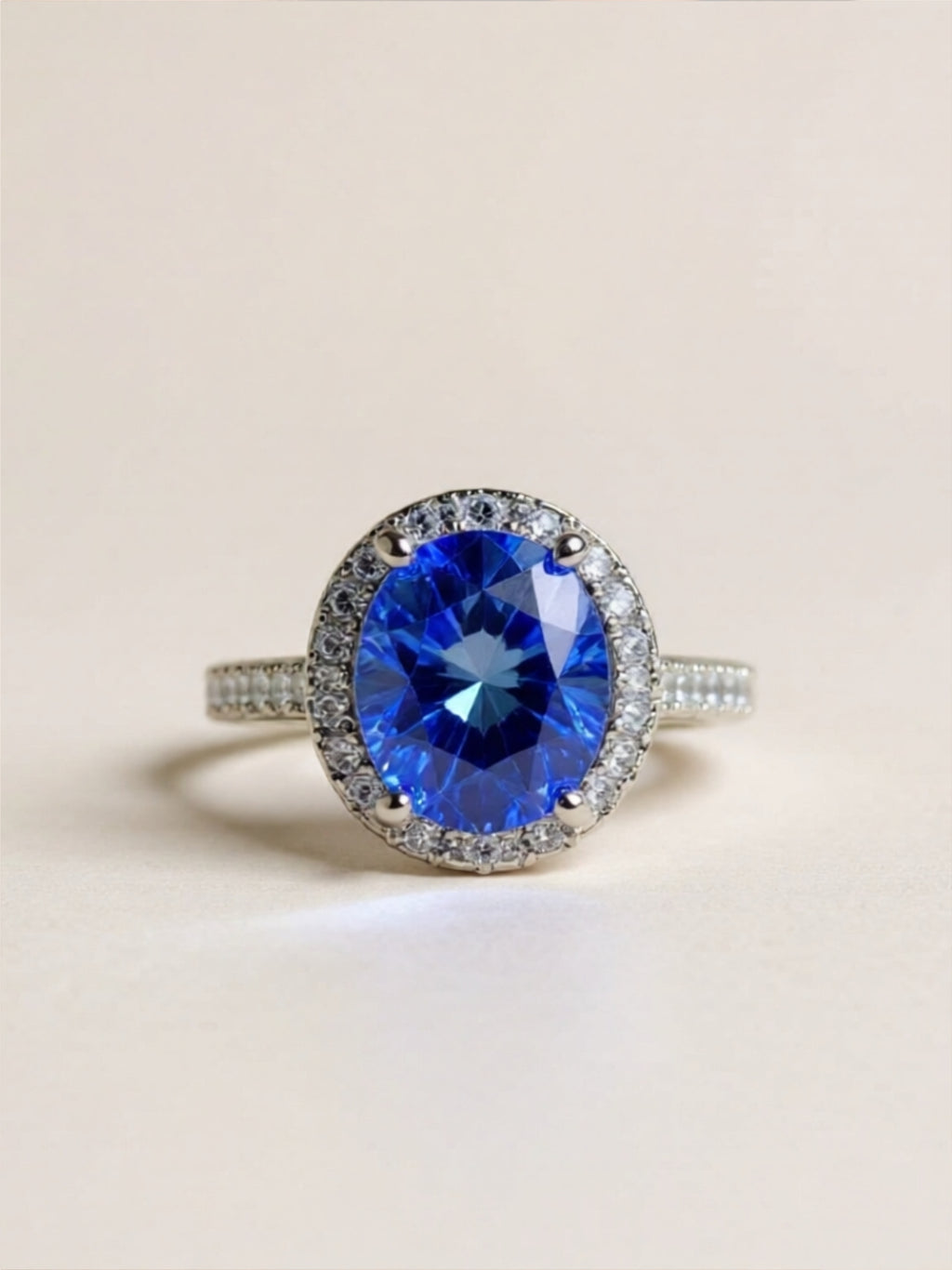 5 Carat Blue Moissanite 925 Sterling Silver Ring